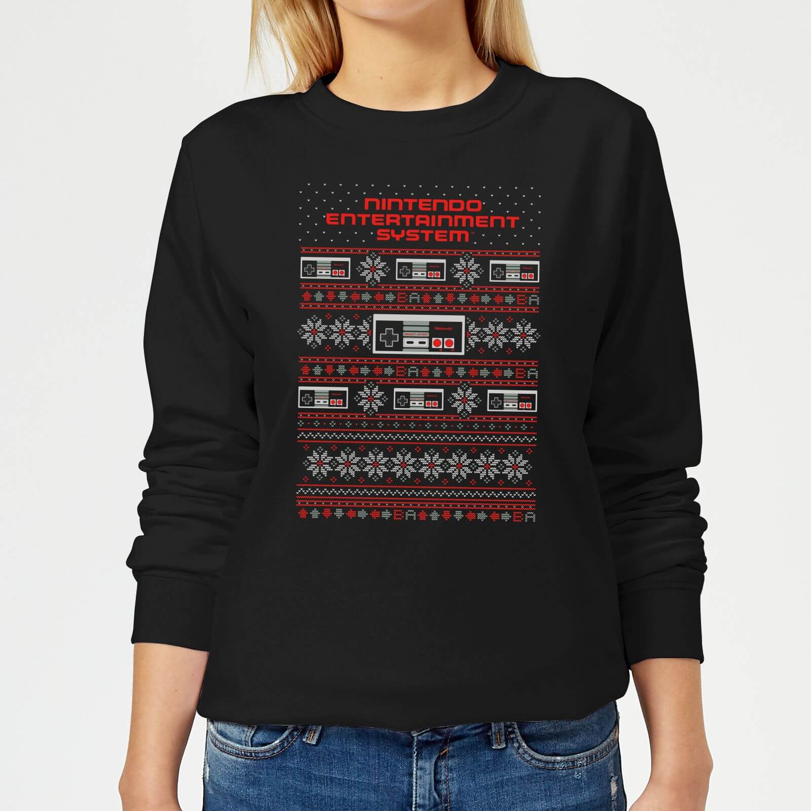 

Pull de Noël Femme Nintendo NES Motifs Festifs - Noir - L