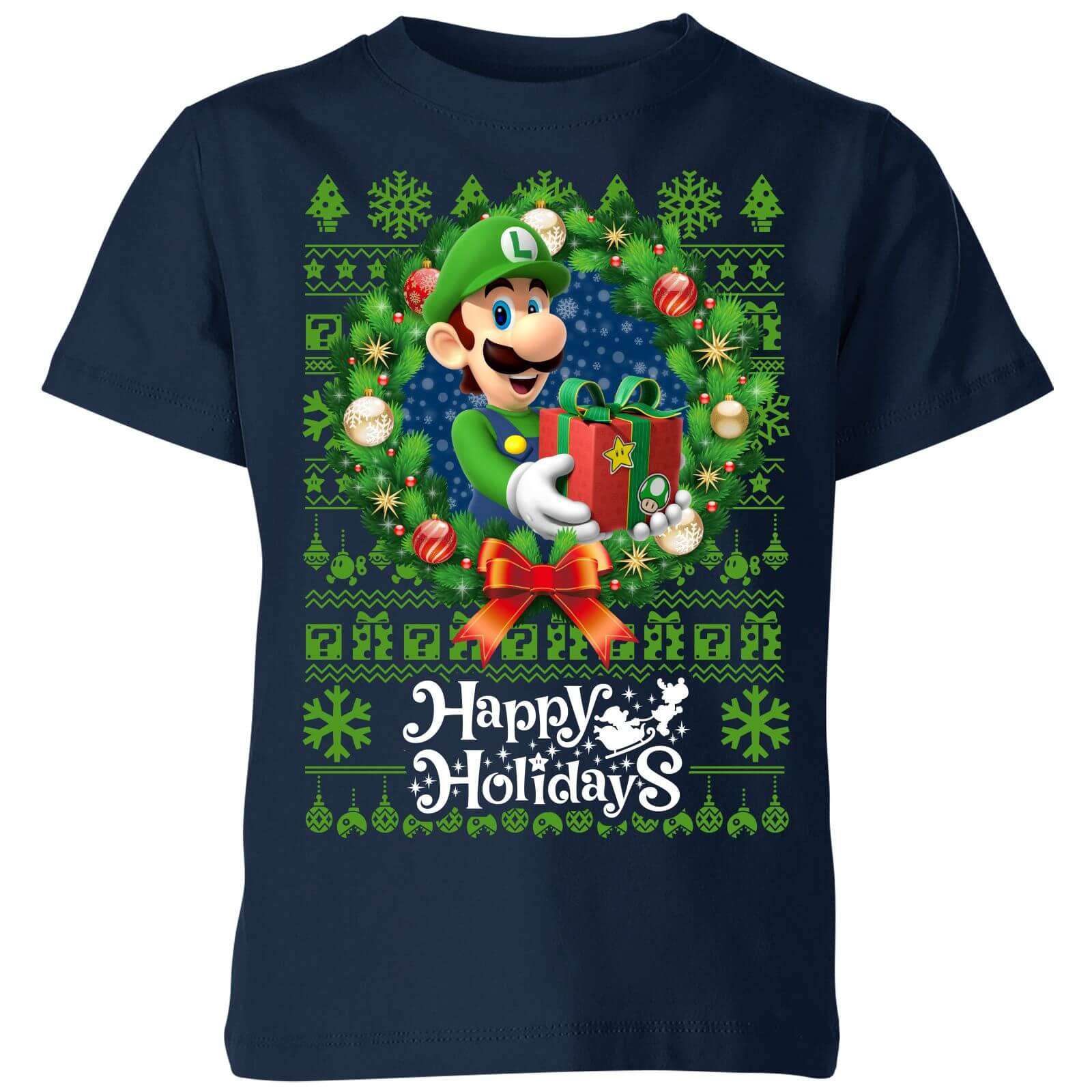

T-Shirt de Noël Enfant Nintendo Happy Holidays Luigi - Bleu Marine - 3-4 ans