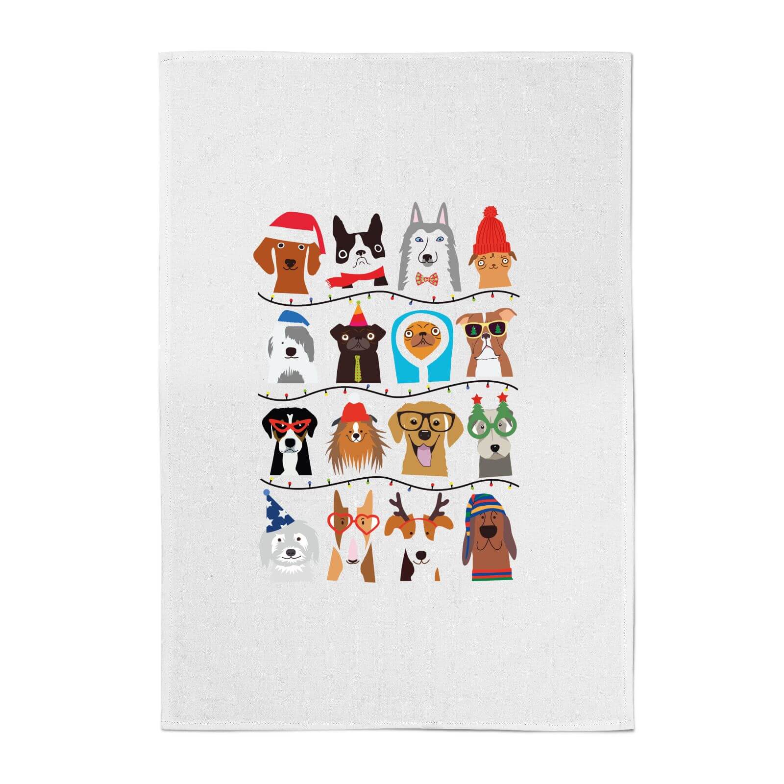 Dog Christmas Cotton Tea Towel