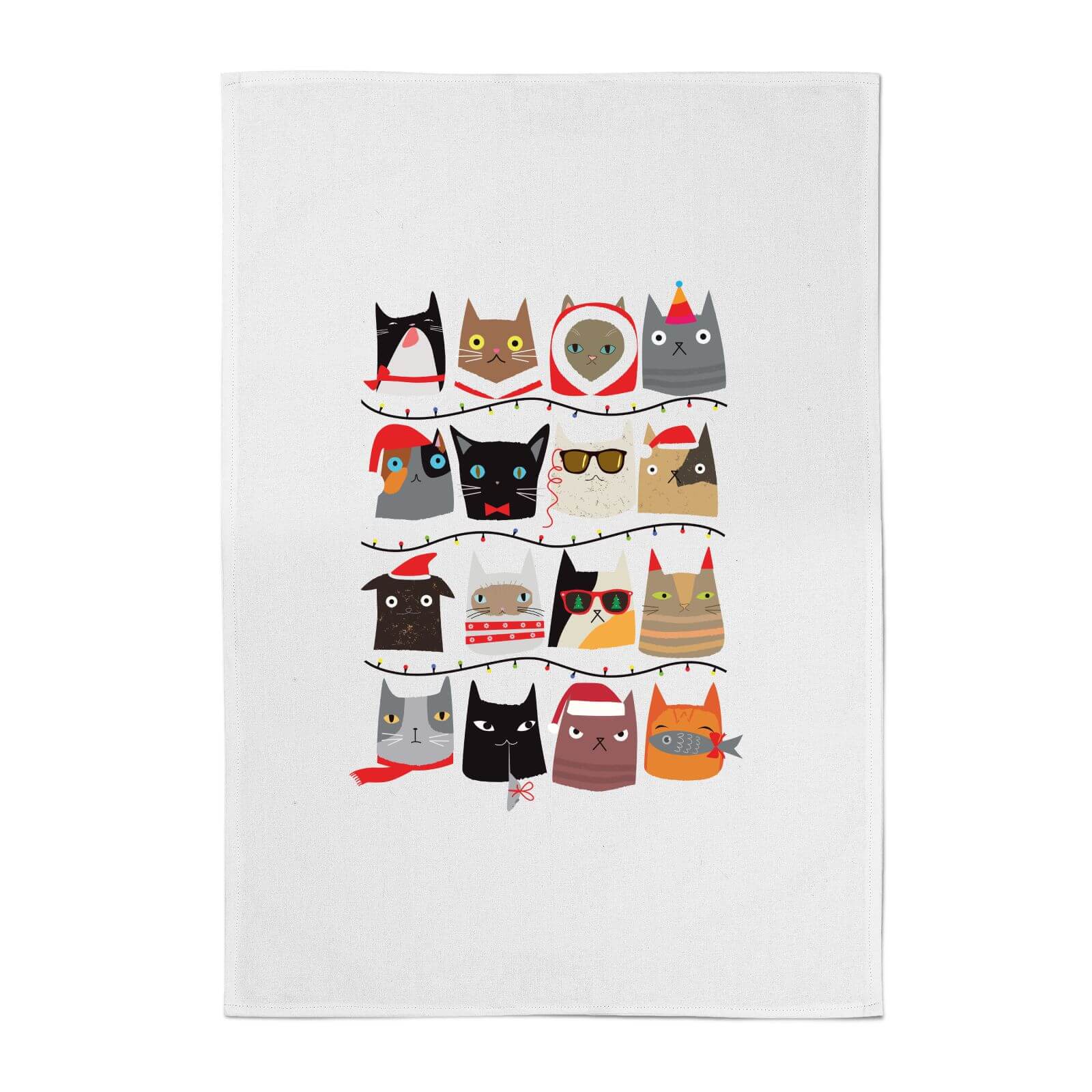 Cat Christmas Cotton Tea Towel