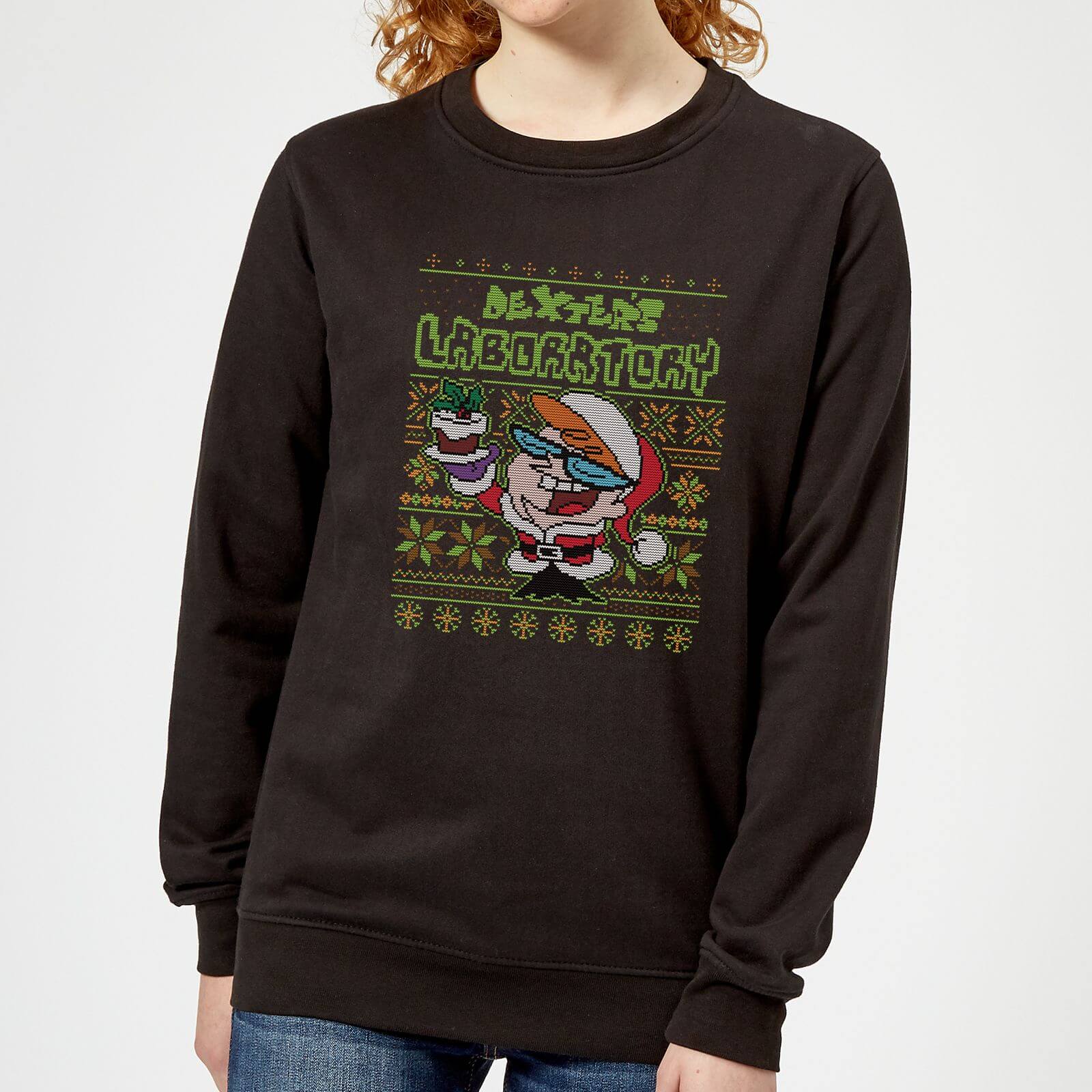 Dexter's Lab Pattern Women's Christmas Sweatshirt - Black - M