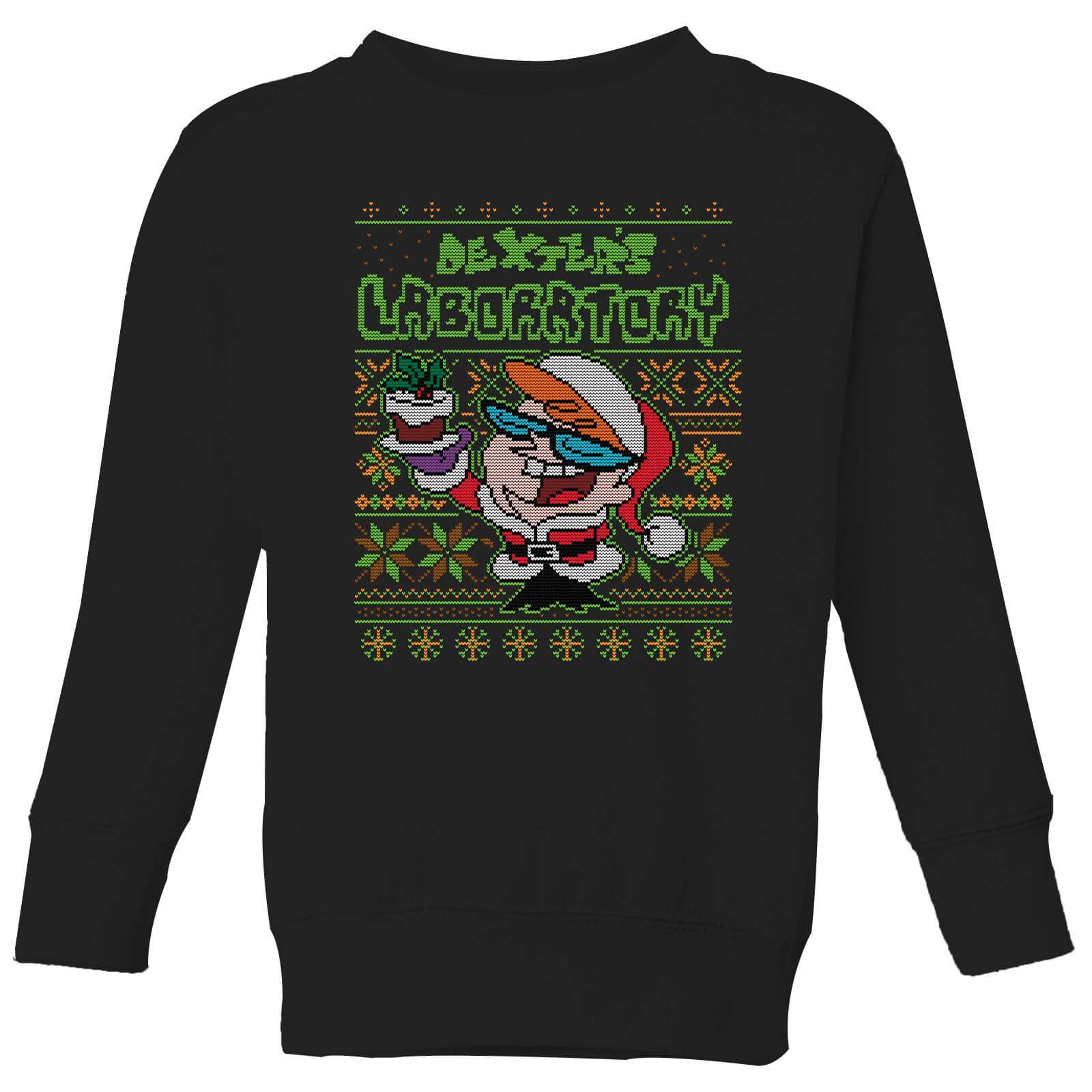 Dexter's Lab Pattern Kids' Christmas Sweatshirt - Black - 3-4 Years
