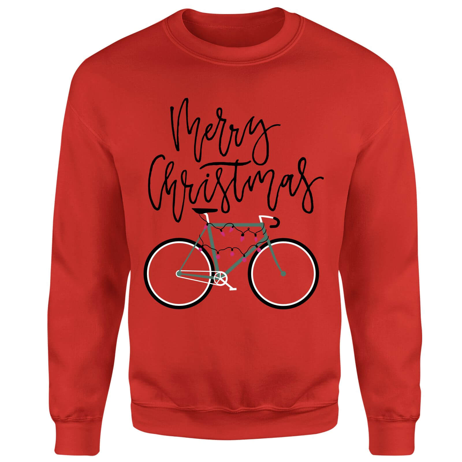 Bike Lights Christmas Sweatshirt - Red - S - Red