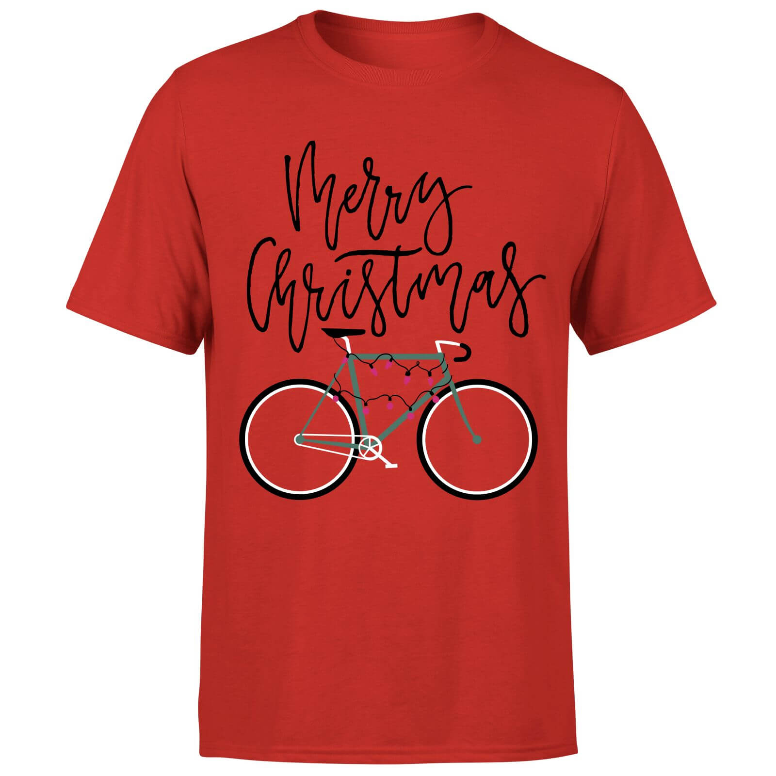 Bike Lights Men's Christmas T-Shirt - Red - XL - Red