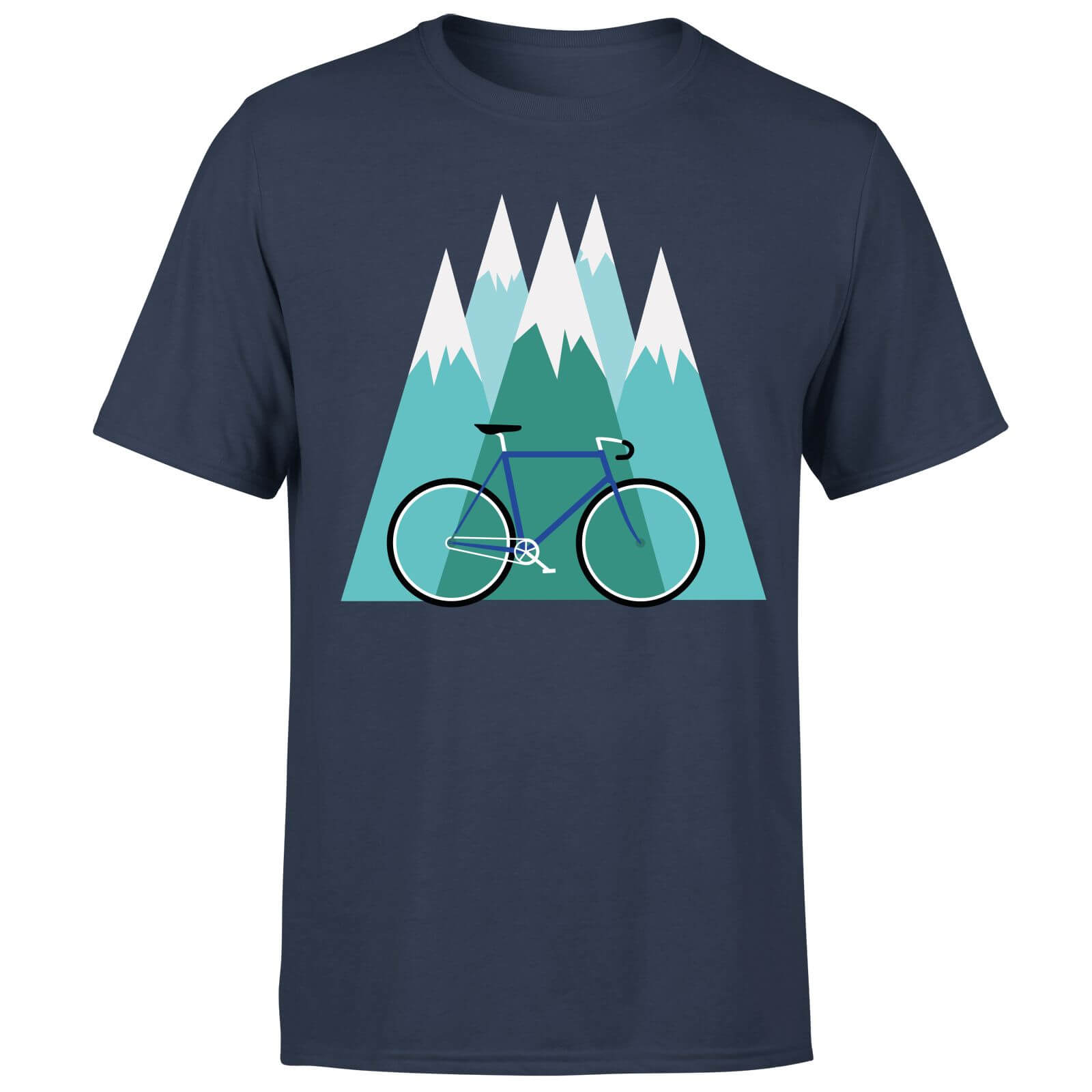 Bike and Mountains Men's Christmas T-Shirt - Navy - L - Navy