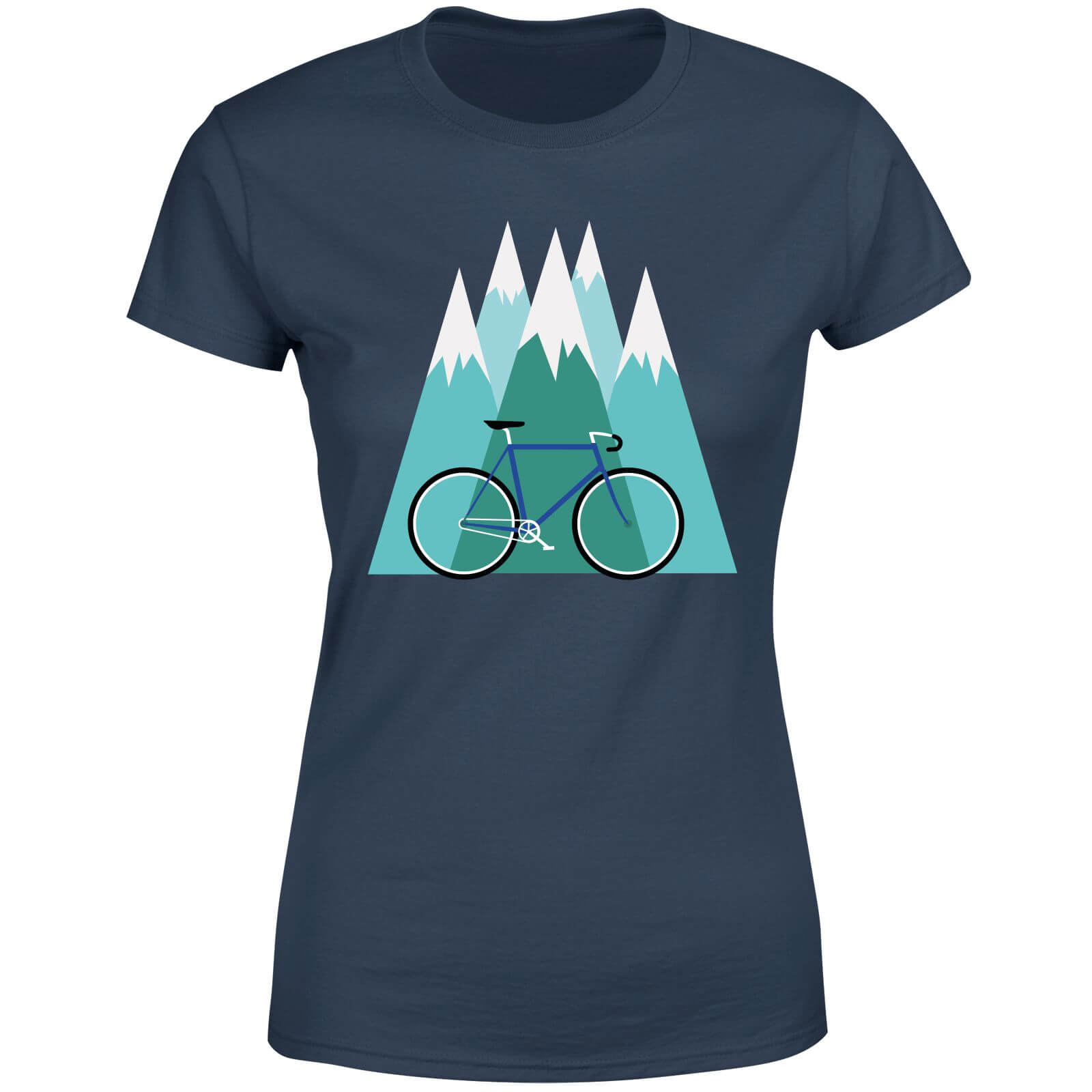 Bike and Mountains Women's Christmas T-Shirt - Navy - L