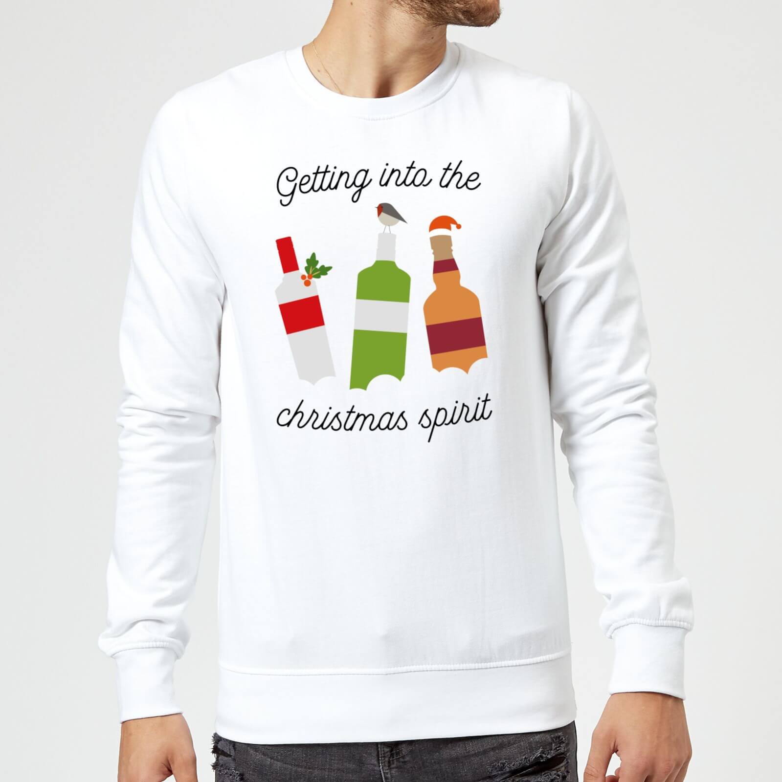Getting Into The Christmas Spirit Christmas Sweatshirt - White - XL - White