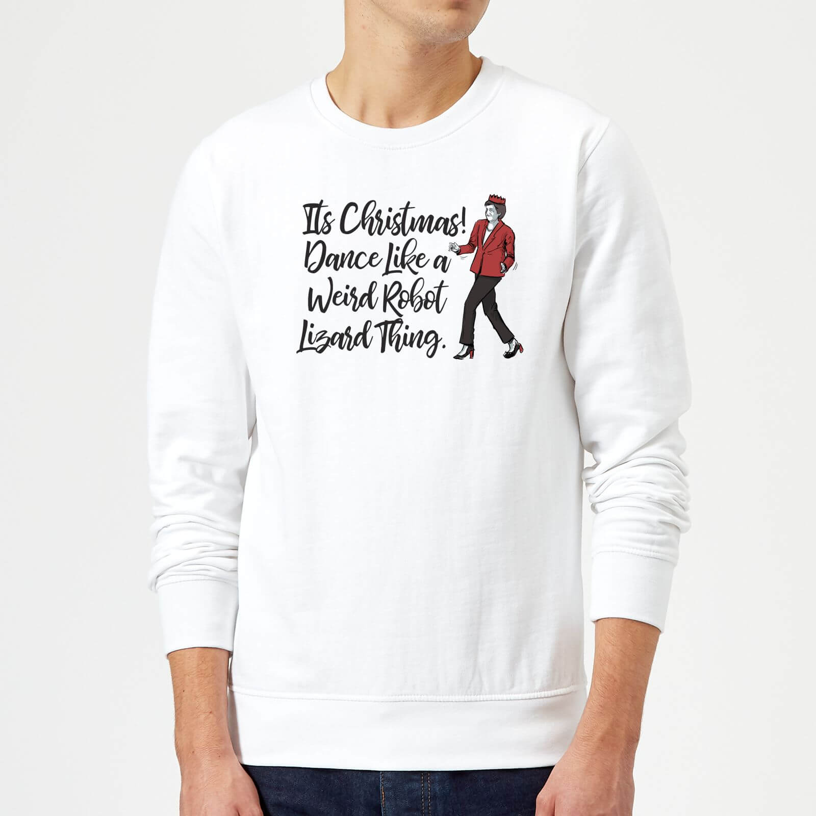 Its Christmas, Dance Like A Weird Robot Christmas Sweatshirt - White - S - White