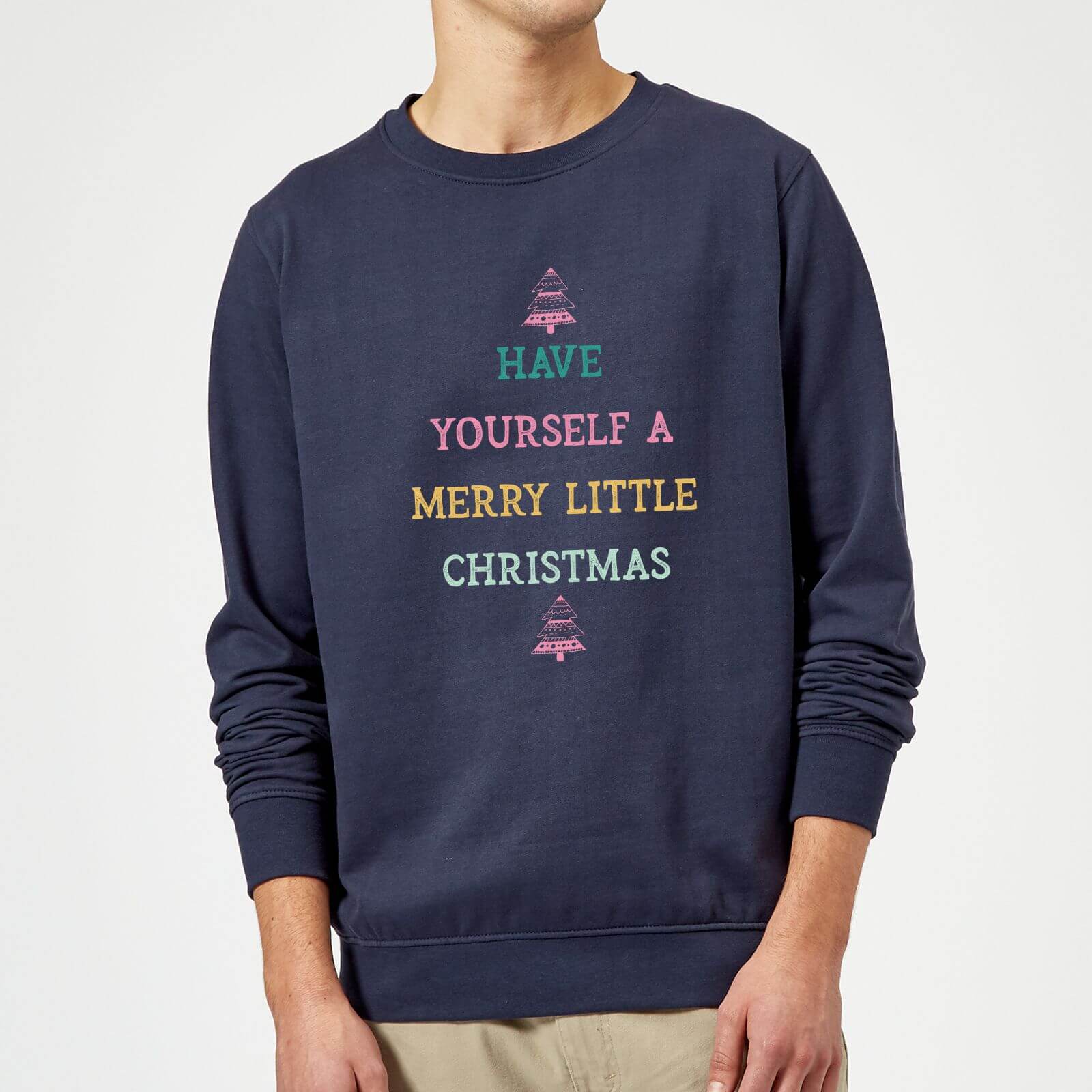 Have Yourself A Merry Little Christmas Christmas Sweatshirt - Navy - XXL - Navy