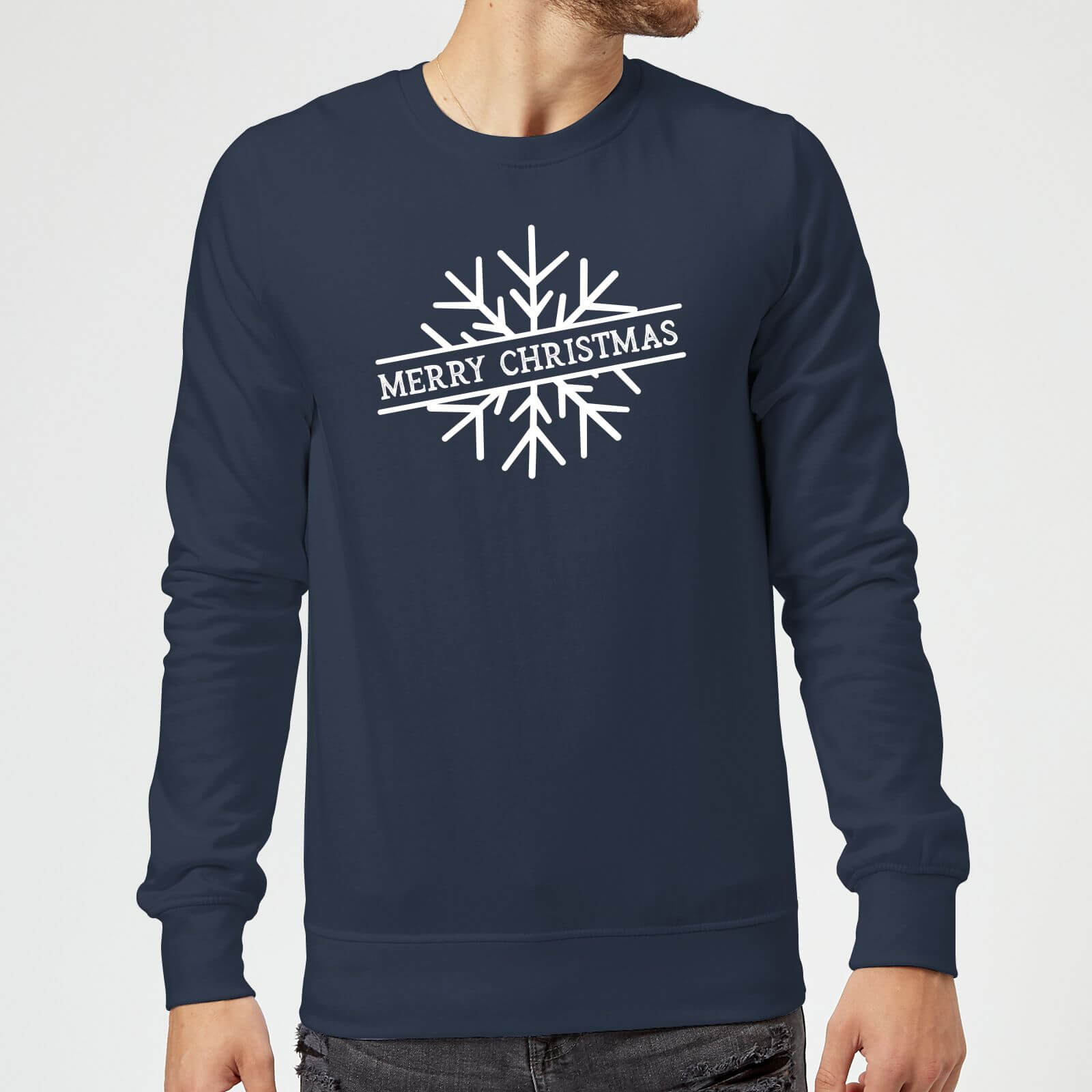 Merry Christmas Christmas Sweatshirt - Navy - XL