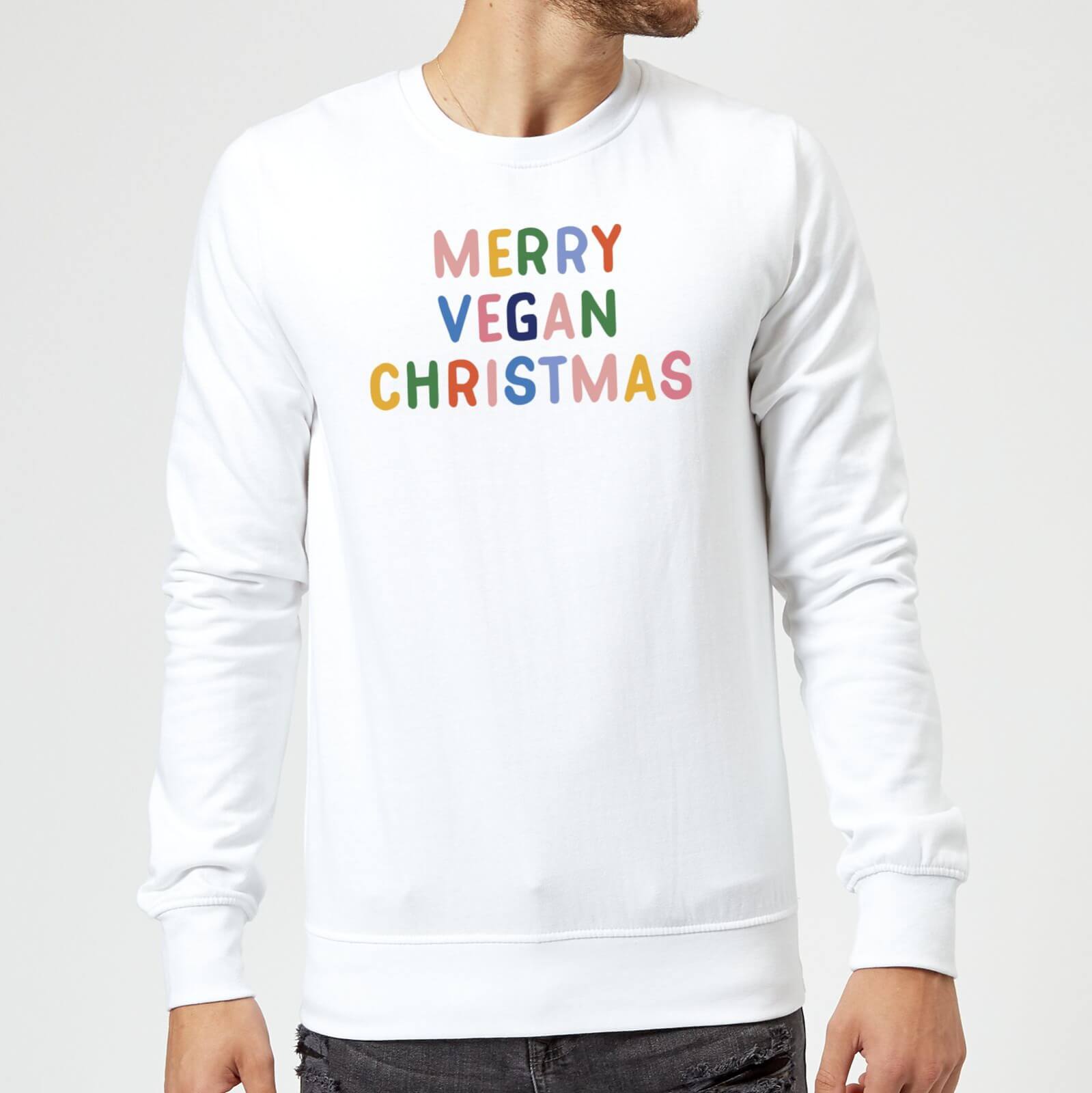 Merry Vegan Christmas Christmas Sweatshirt - White - M - White