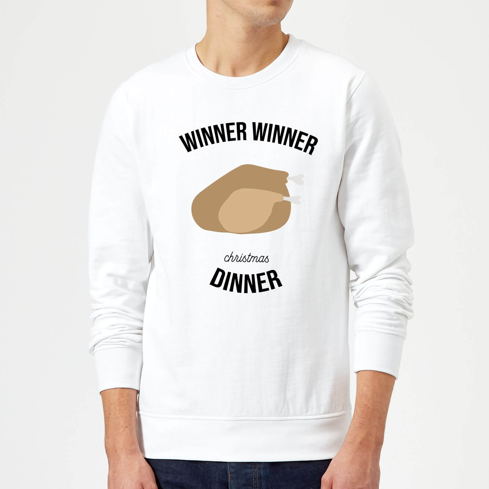 Winner Winner Christmas Dinner Christmas Sweatshirt - White - L - White