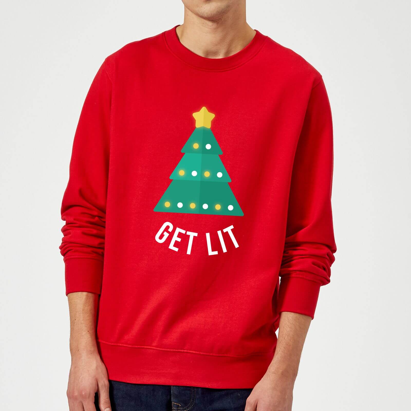 Get Lit Christmas Sweatshirt - Red - M - Red