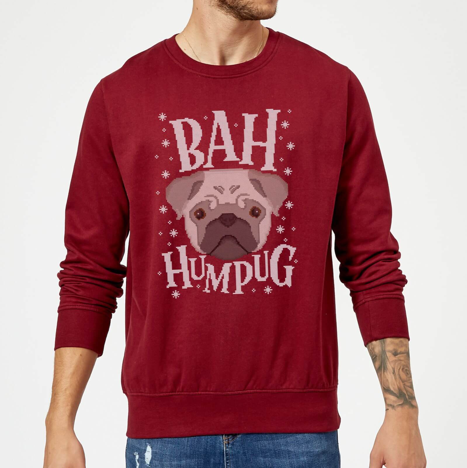 Bah Humpug Christmas Sweatshirt - Burgundy - S