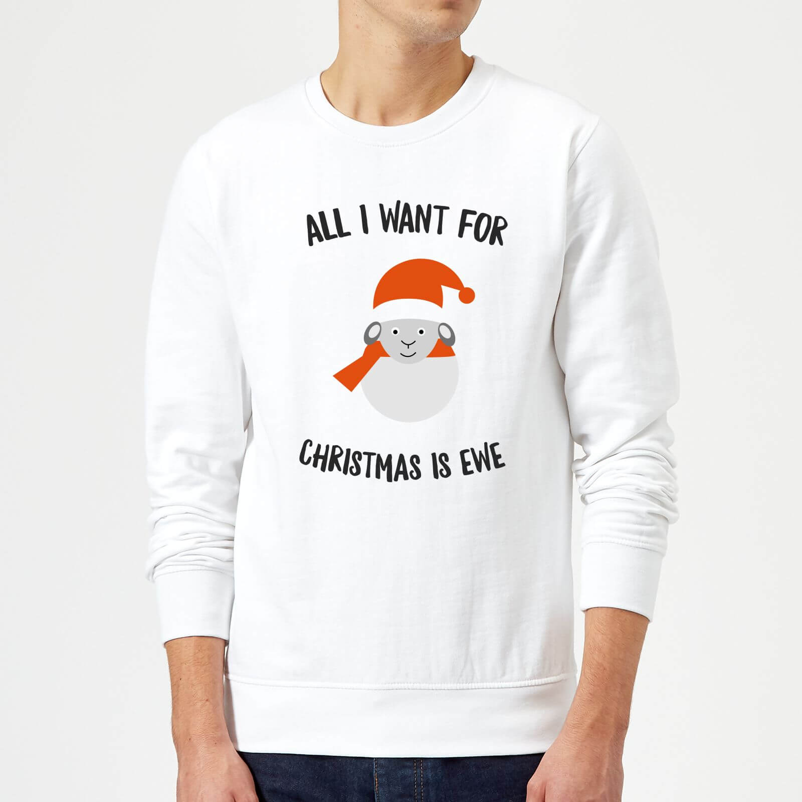 All I Want for Christmas Is Ewe Christmas Sweatshirt - White - XXL - White