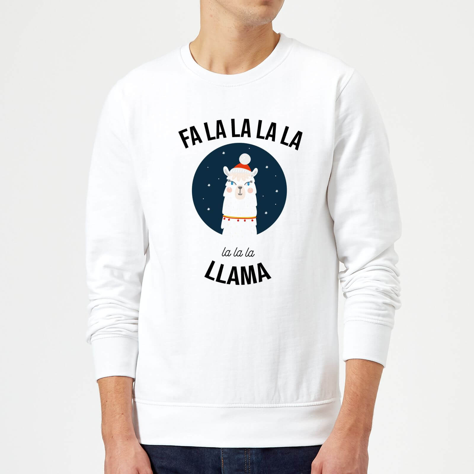 Fa La La La Llama Christmas Sweatshirt - White - XL