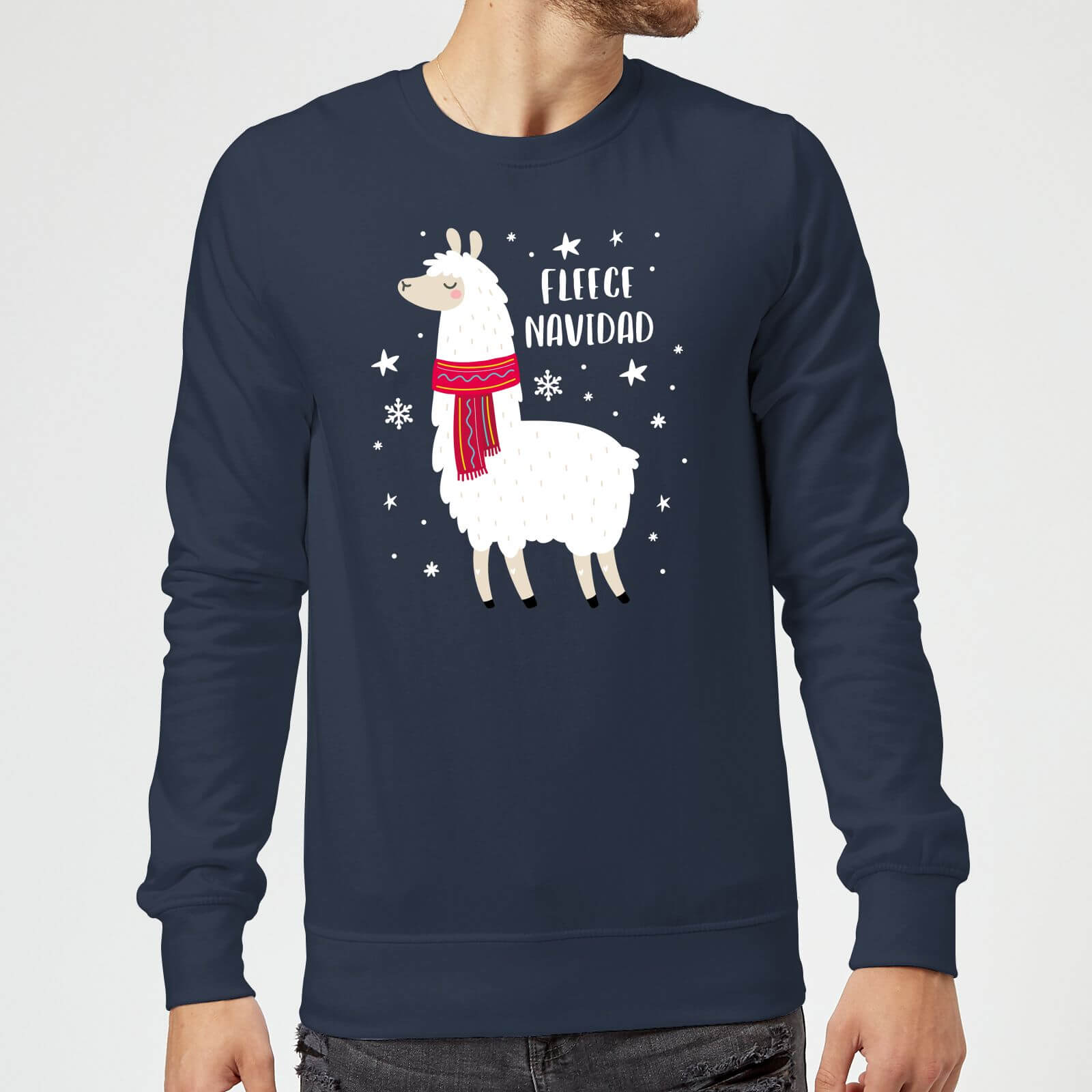 Fleece Navidad Christmas Sweatshirt - Navy - S
