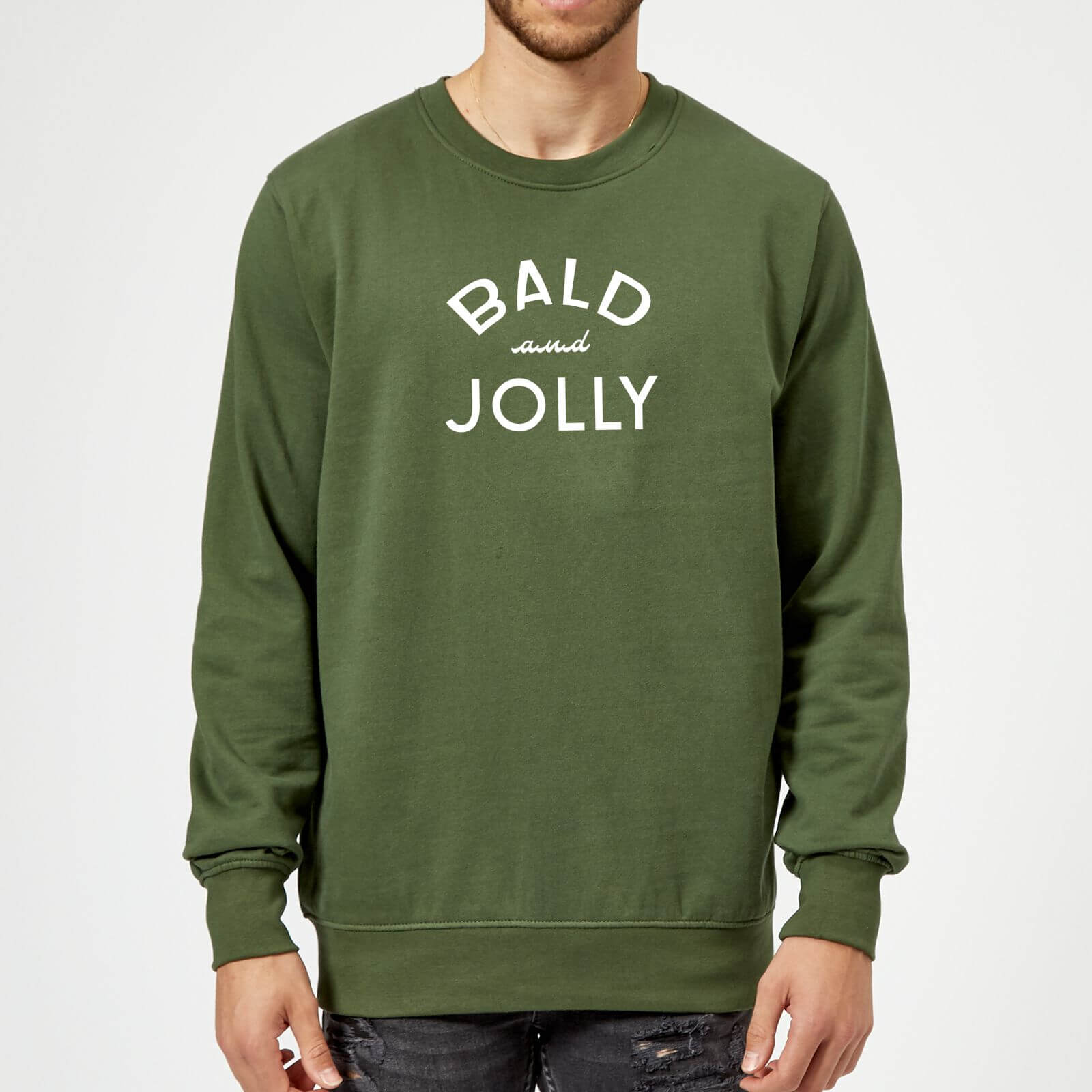 Bald and Jolly Christmas Sweatshirt - forest Green - XL - Forest Green