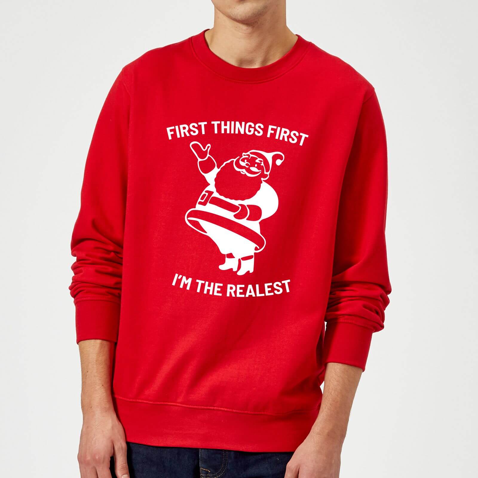 First Things First I'm The Realest Christmas Sweatshirt - Red - M - Red