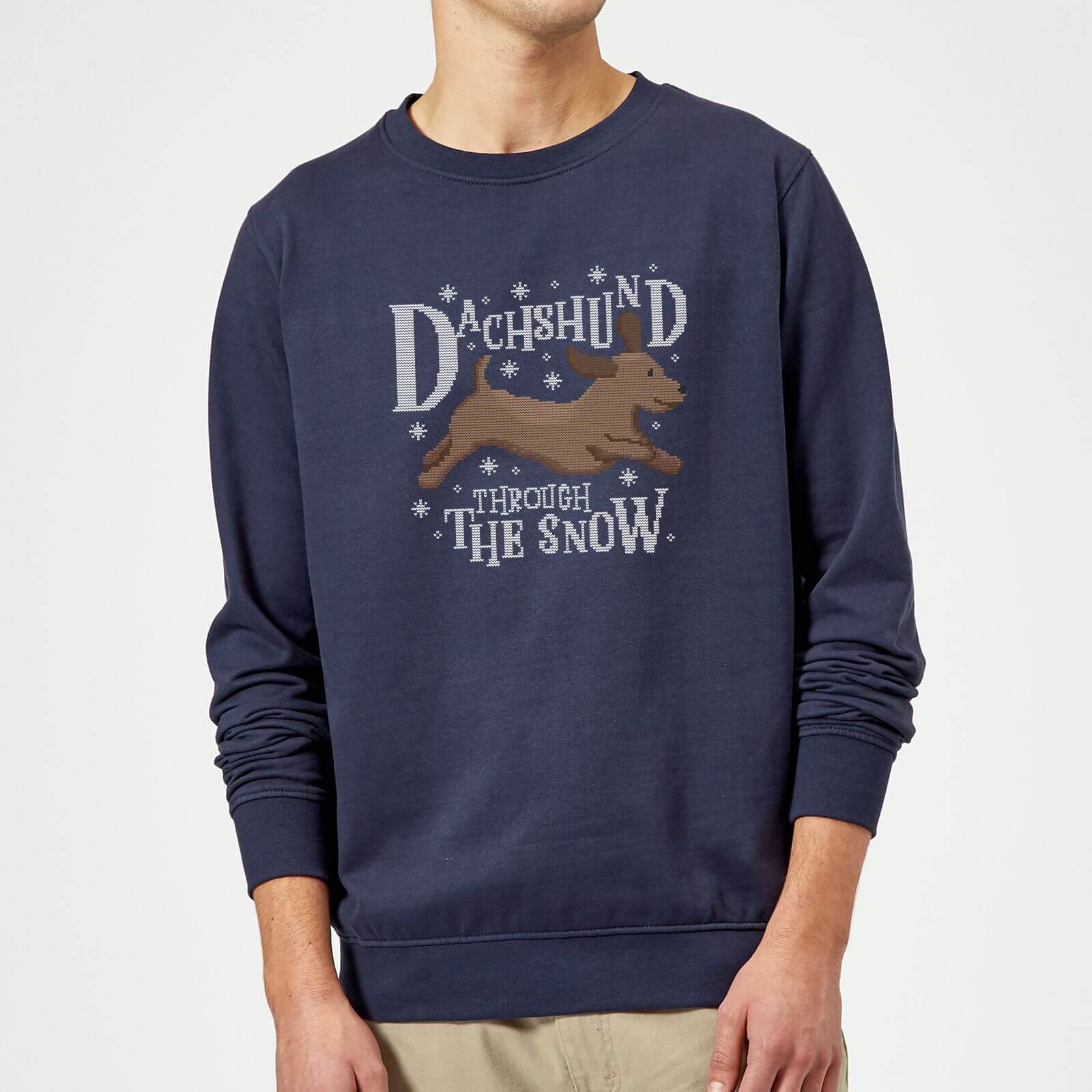 Dachshund Through The Snow Christmas Sweatshirt - Navy - XXL
