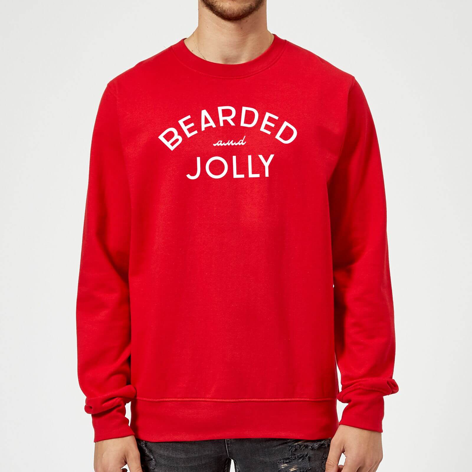 Bearded and Jolly Christmas Sweatshirt - Red - M