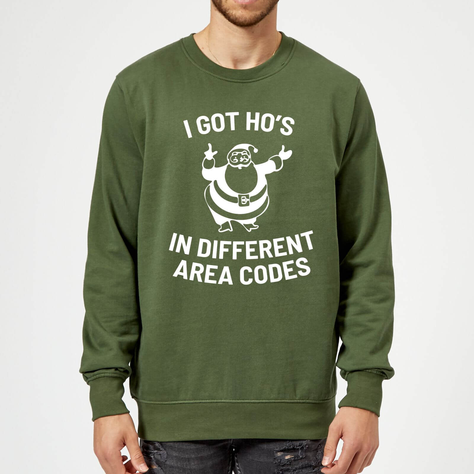 I Got Ho's In Different Area Codes Christmas Sweatshirt - Forest Green - XXL
