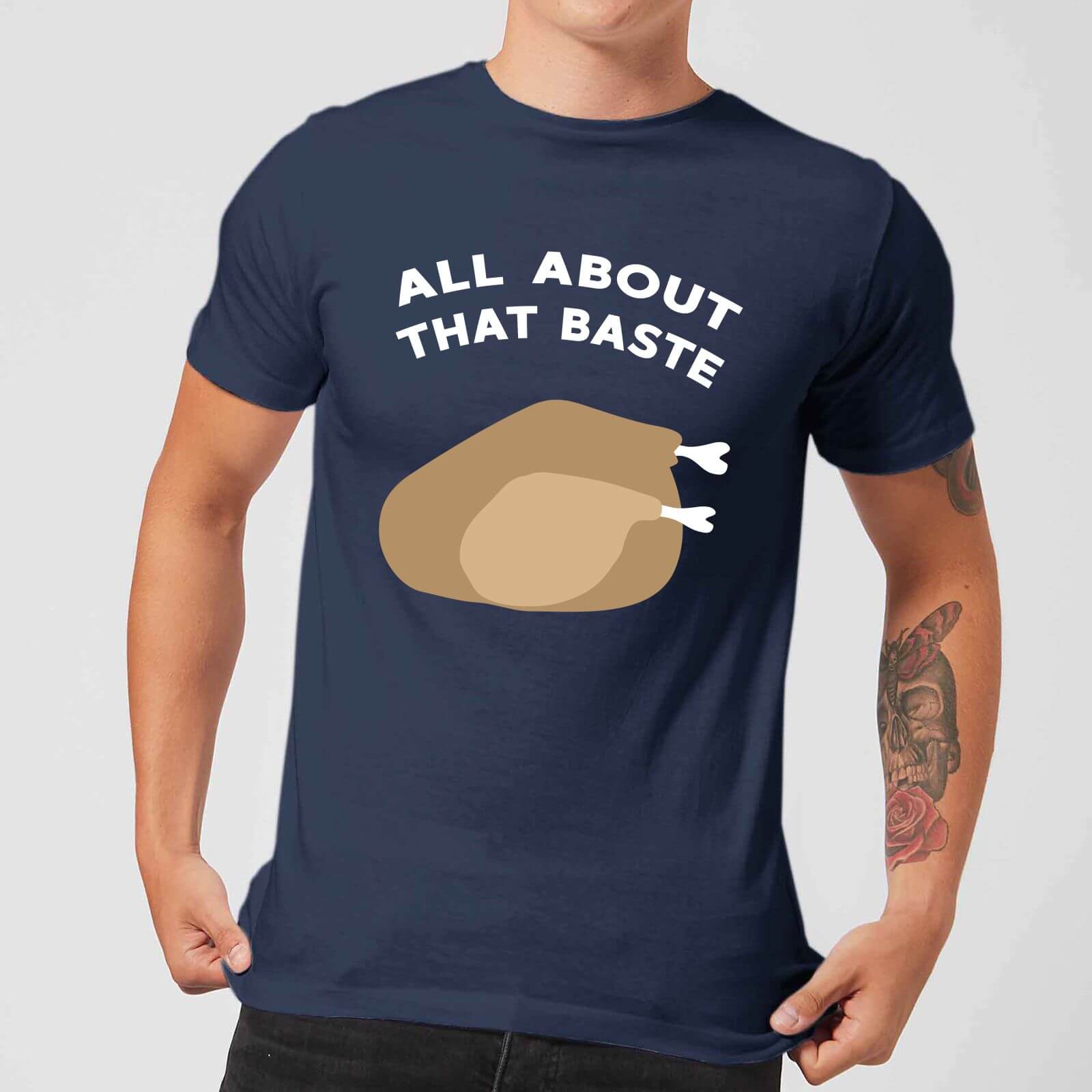 All About That Baste Men's Christmas T-Shirt - Navy - XL