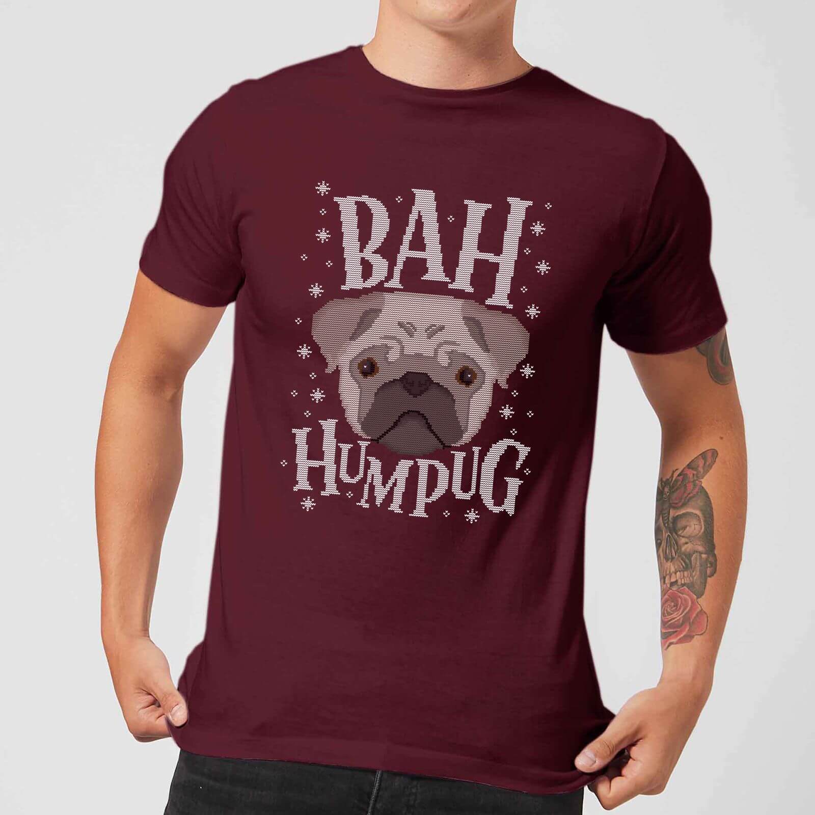 Bah Humpug Men's Christmas T-Shirt - Burgundy - XS - Burgundy