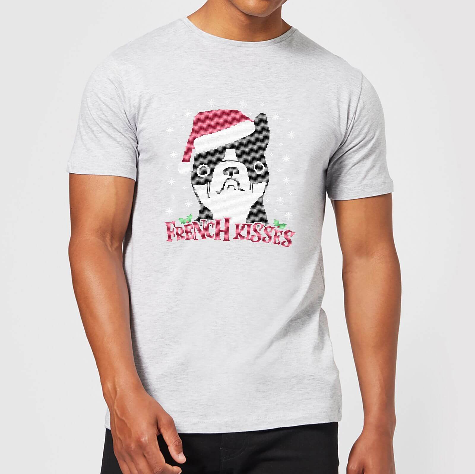 French Kisses Men's Christmas T-Shirt - Grey - XS - Grey