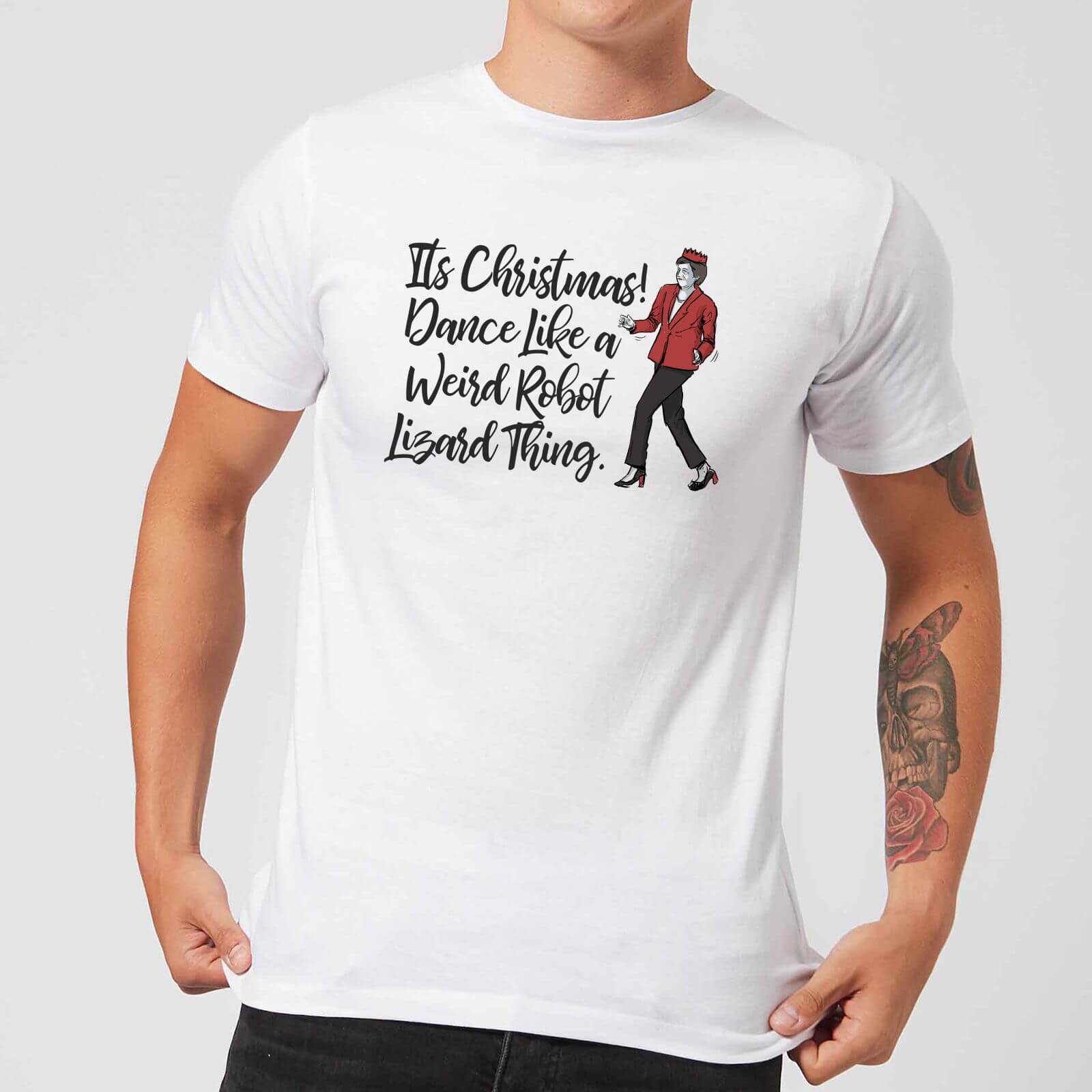 Its Christmas, Dance Like A Weird Robot Men's Christmas T-Shirt - White - XS - White