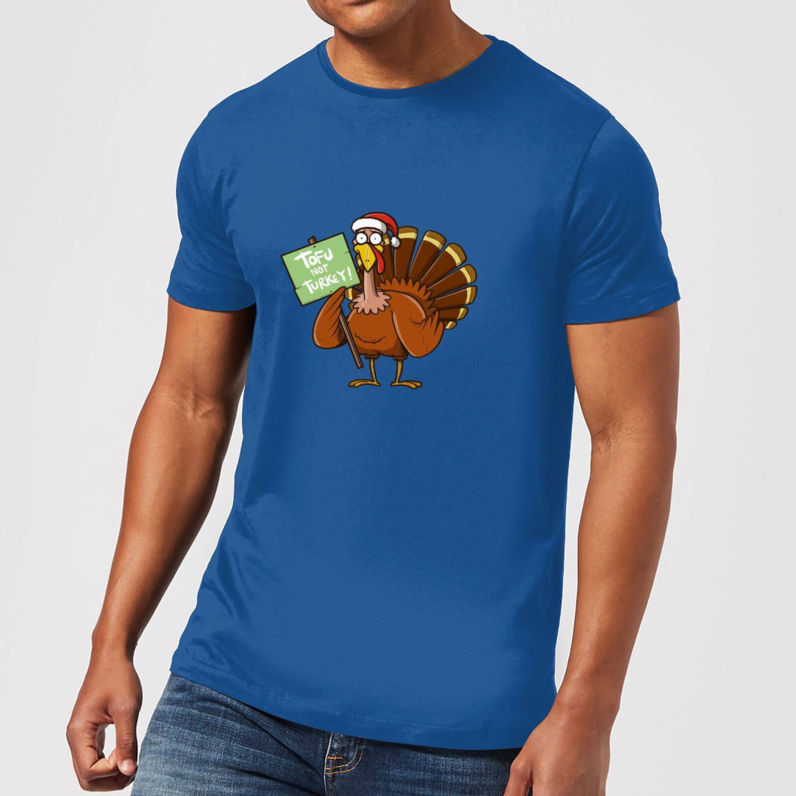 Tofu Not Turkey Men's Christmas T-Shirt - Royal Blue - S - royal blue