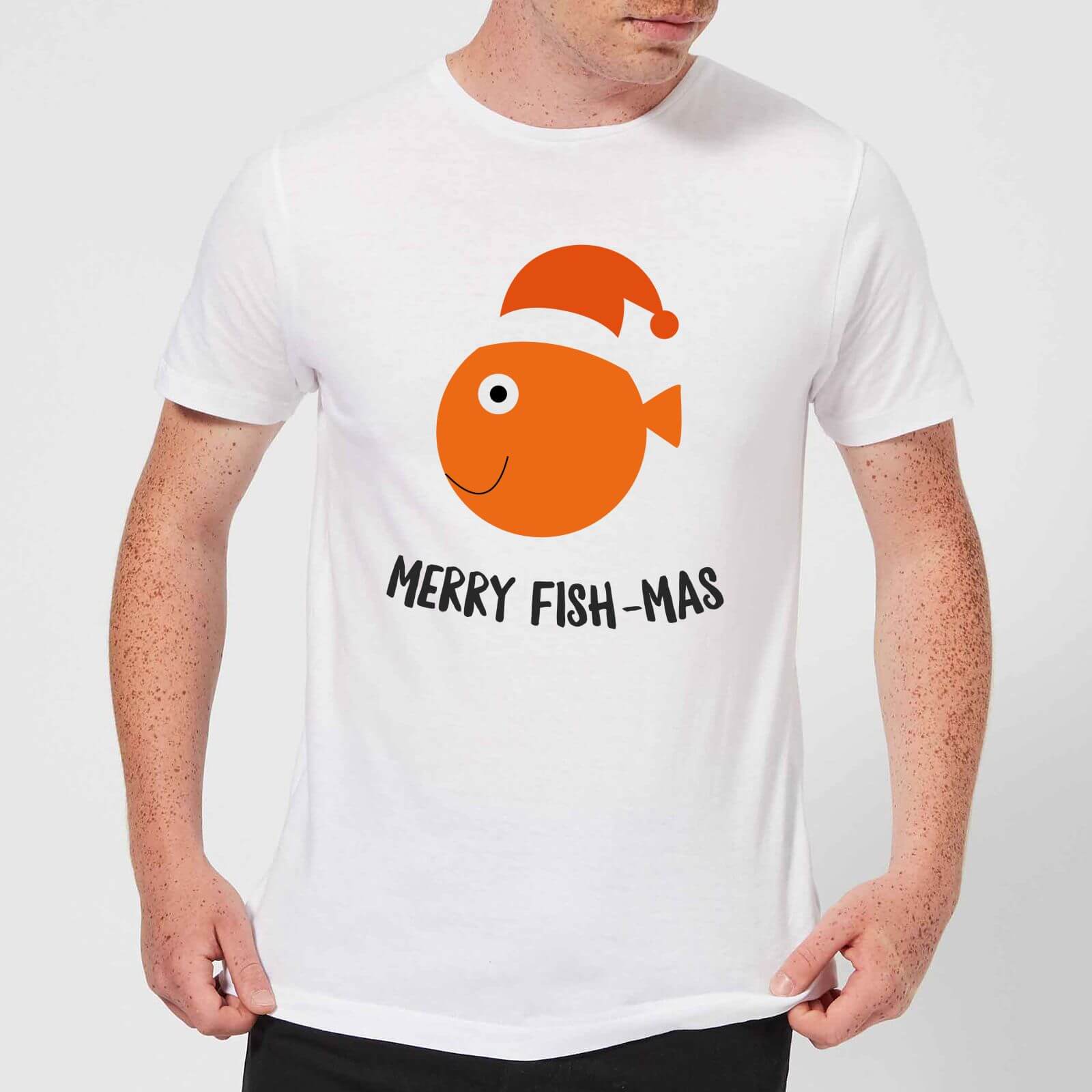 Merry Fish-Mas Men's Christmas T-Shirt - White - XS - White