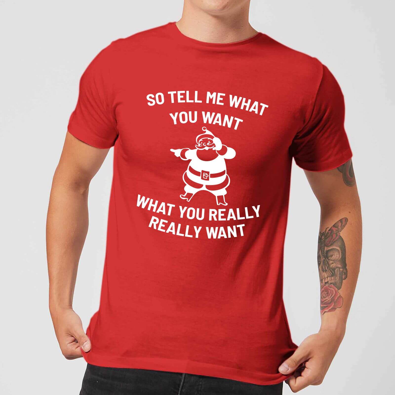 So Tell Me What You Want What You Really Really Want Men's Christmas T-Shirt - Red - XS