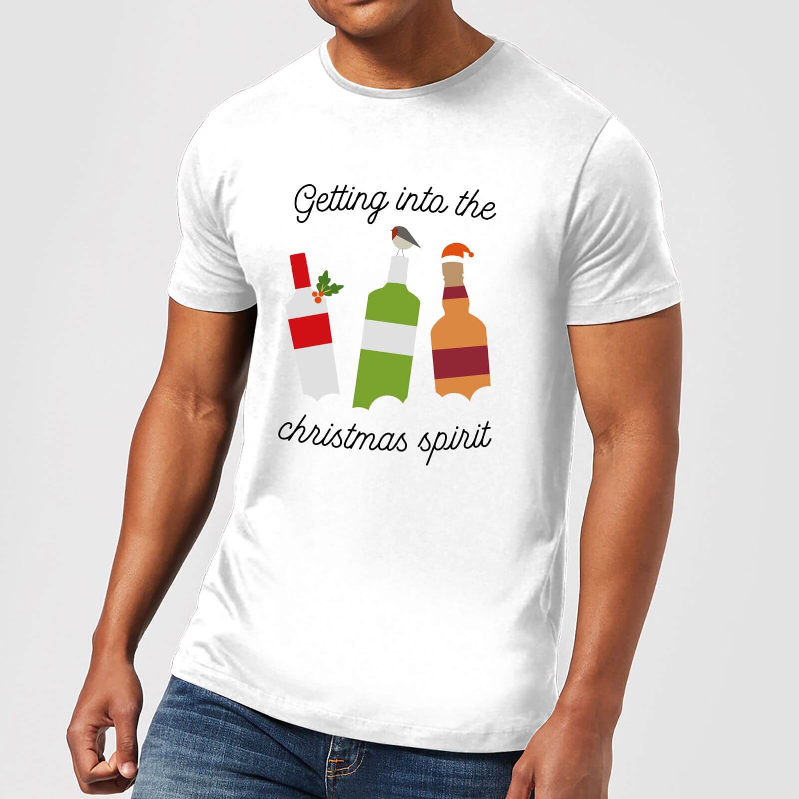 Getting Into The Christmas Spirit Men's Christmas T-Shirt - White - XXL - White