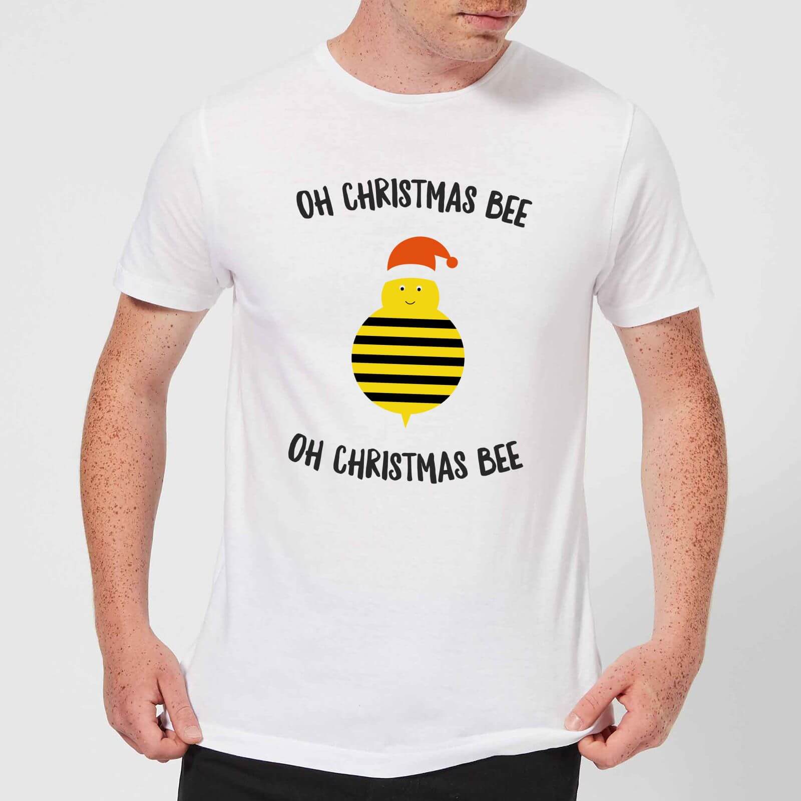 Oh Christmas Bee Oh Christmas Bee Men's Christmas T-Shirt - White - XS - White