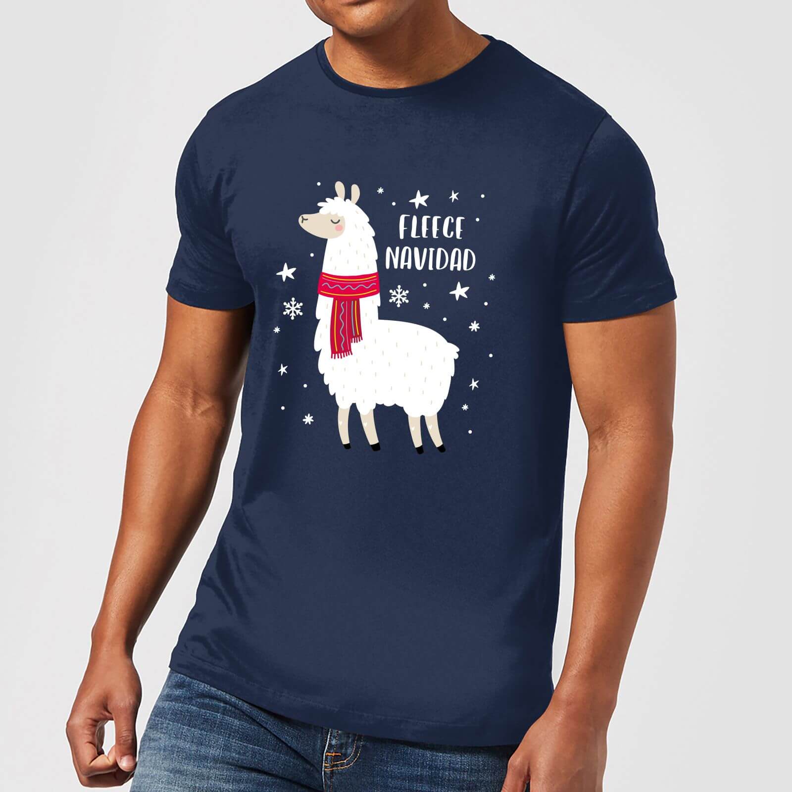 Fleece Navidad Men's Christmas T-Shirt - Navy - S