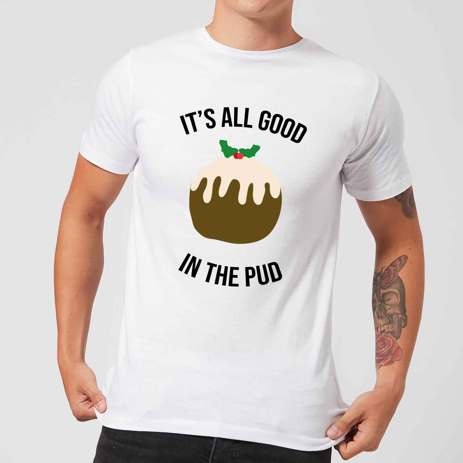 It's All Good In The Pud Men's Christmas T-Shirt - White - M