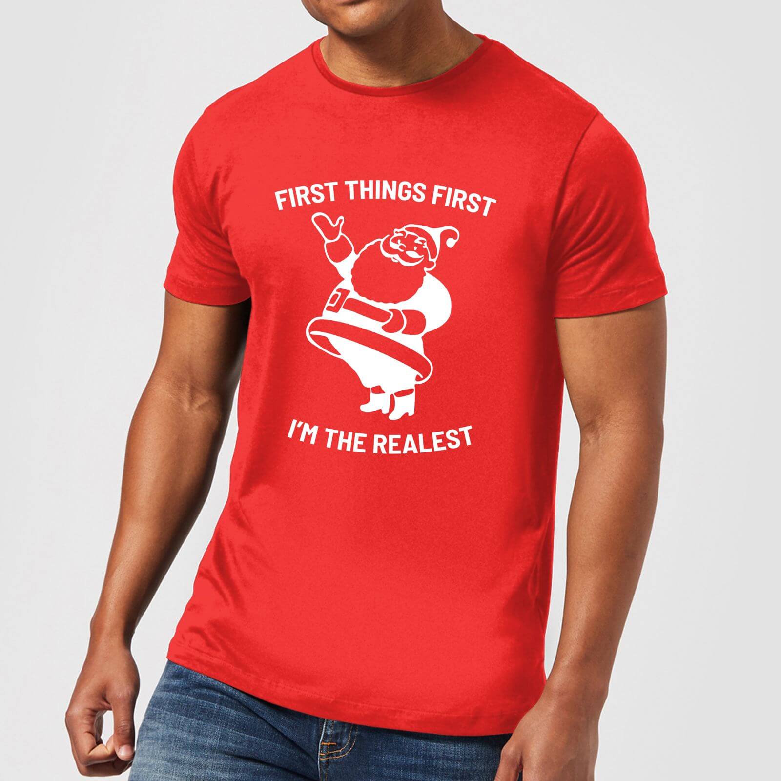 First Things First I'm The Realest Men's Christmas T-Shirt - Red - XS - Red