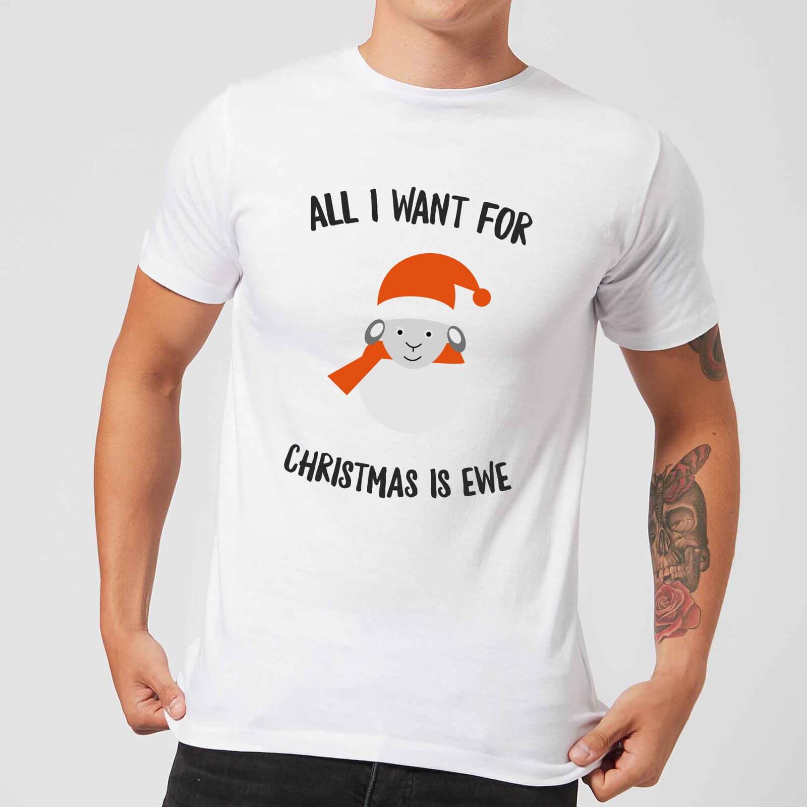 All I Want for Christmas Is Ewe Men's Christmas T-Shirt - White - XS - White