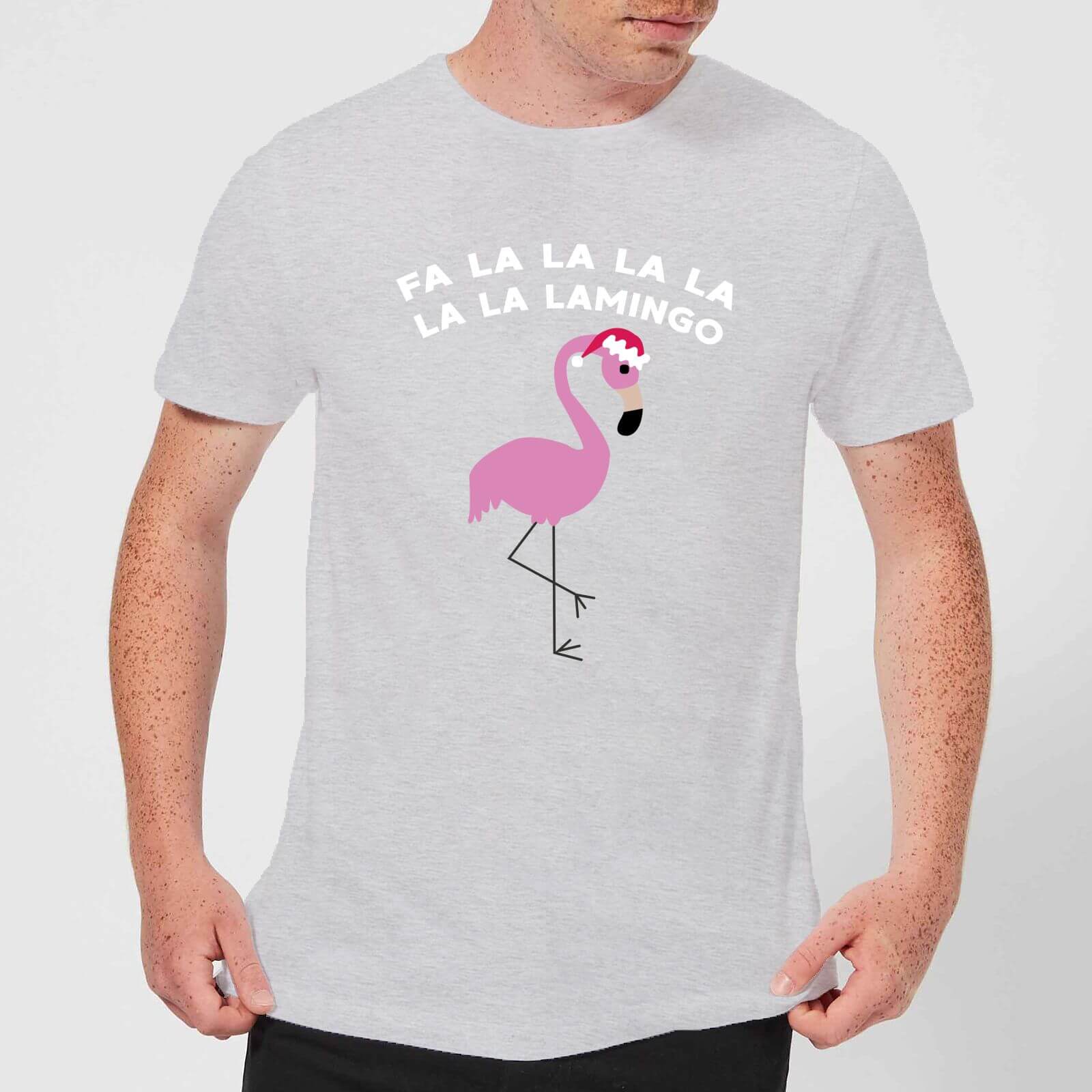 Fa La La La La La La Lamingo Men's Christmas T-Shirt - Grey - XS - Grey