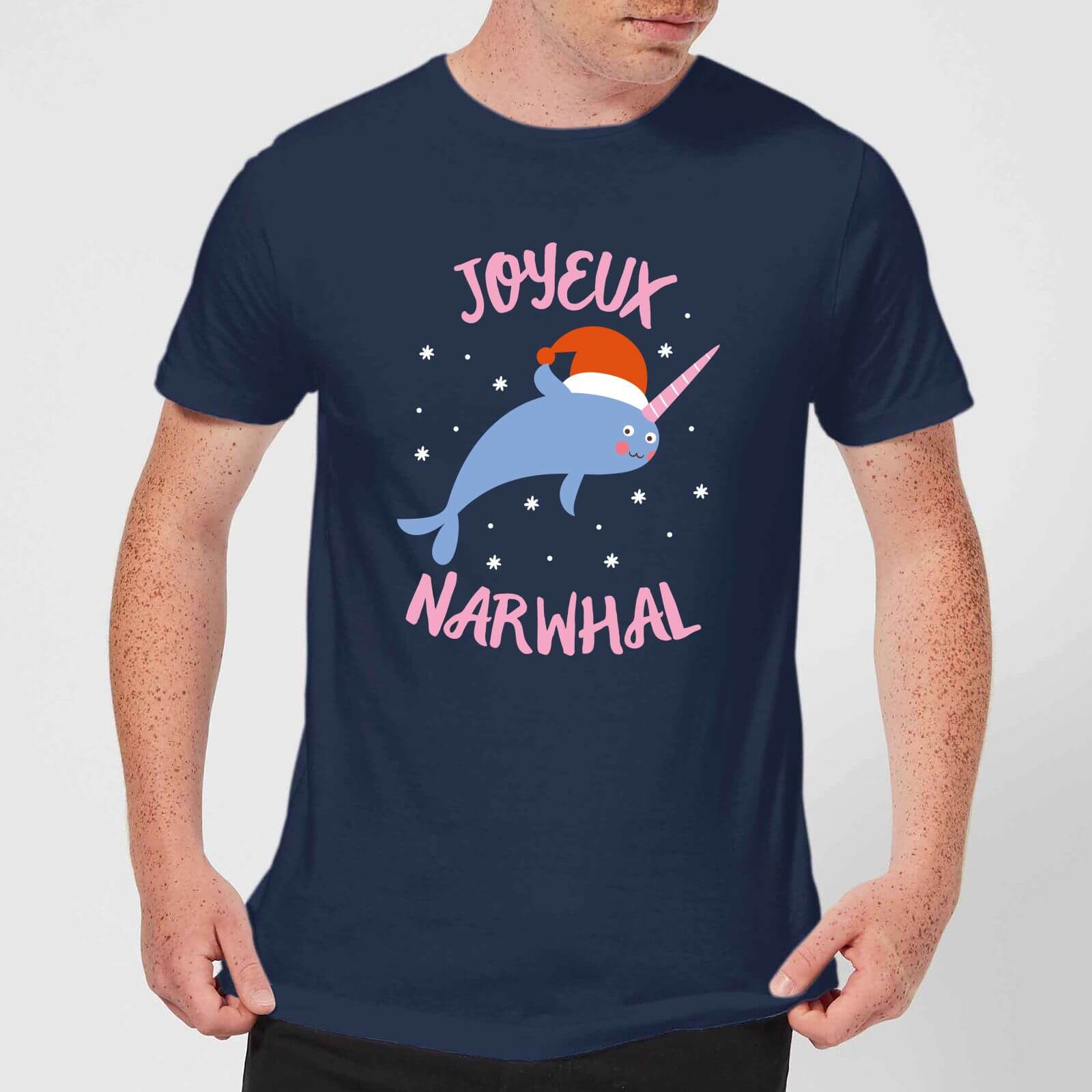 Joyeux Narwhal Men's Christmas T-Shirt - Navy - M