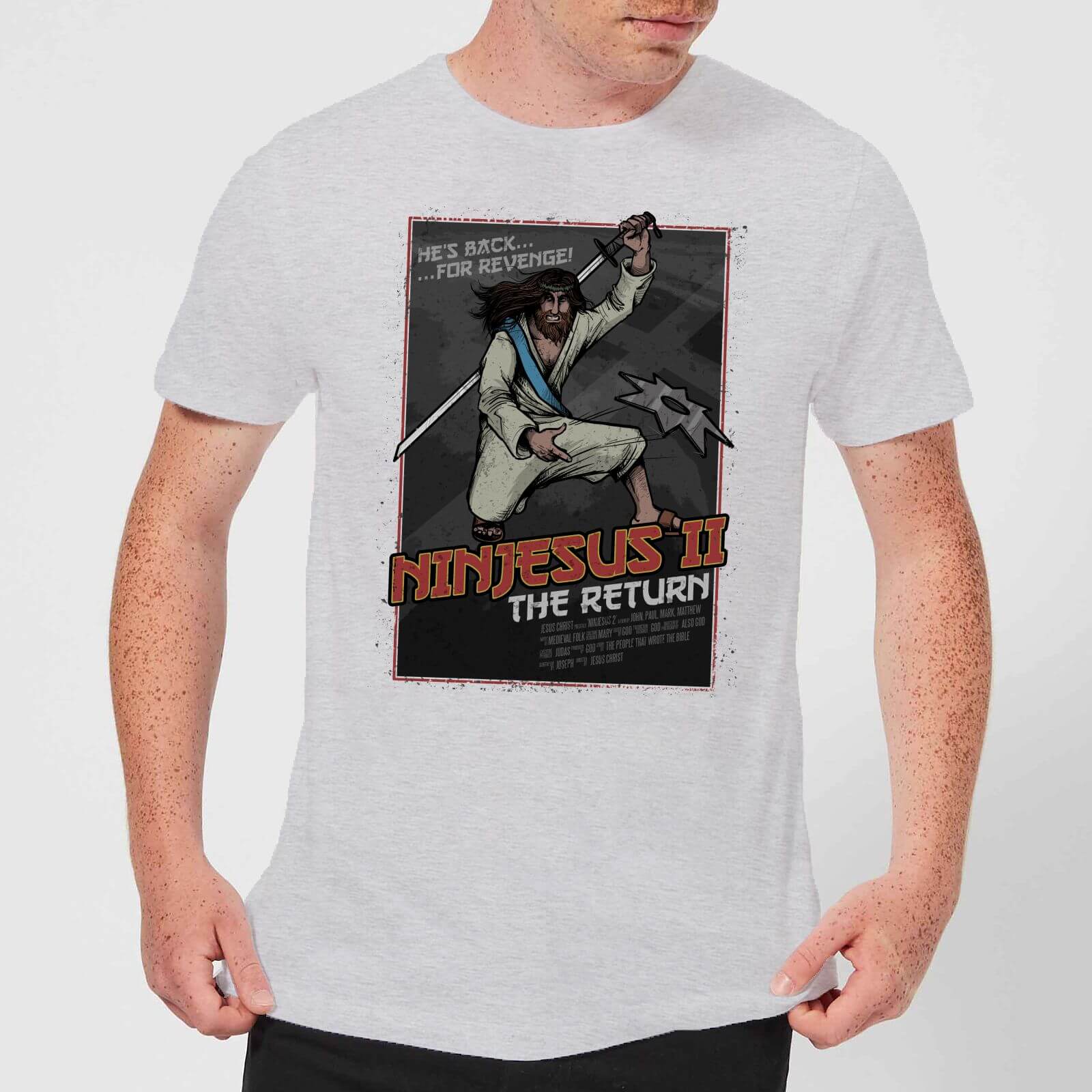Ninjesus 2: The Return Men's Christmas T-Shirt - Grey - XS
