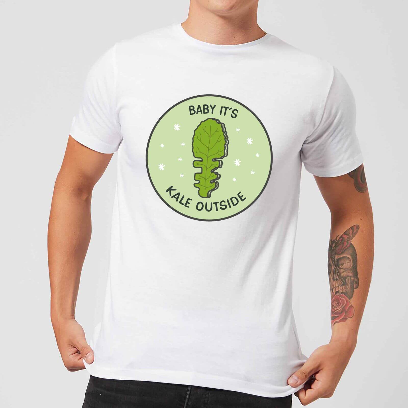 Baby It's Kale Outside Men's Christmas T-Shirt - White - XS - White