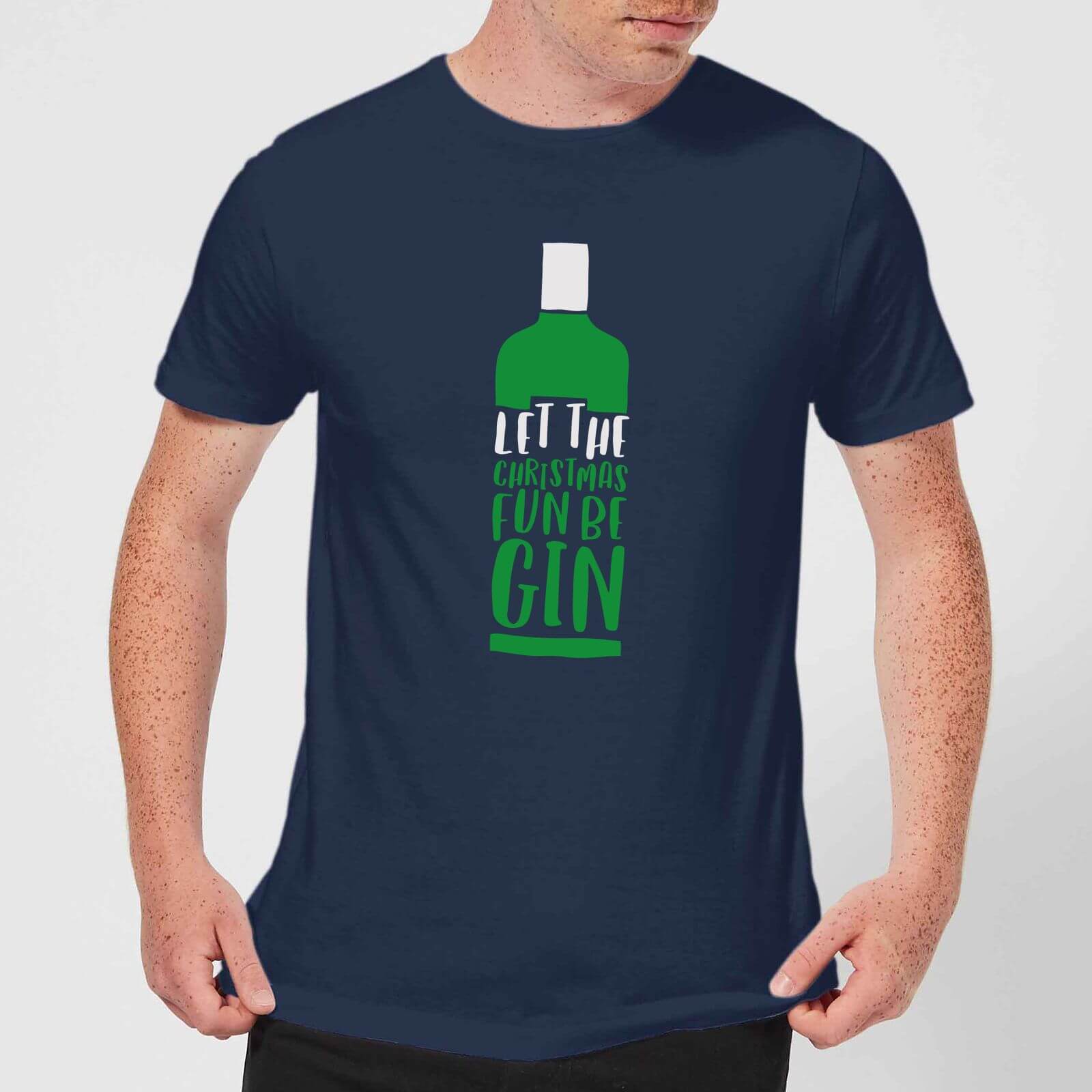 Let The Christmas Fun Be Gin Men's Christmas T-Shirt - Navy - S - Navy