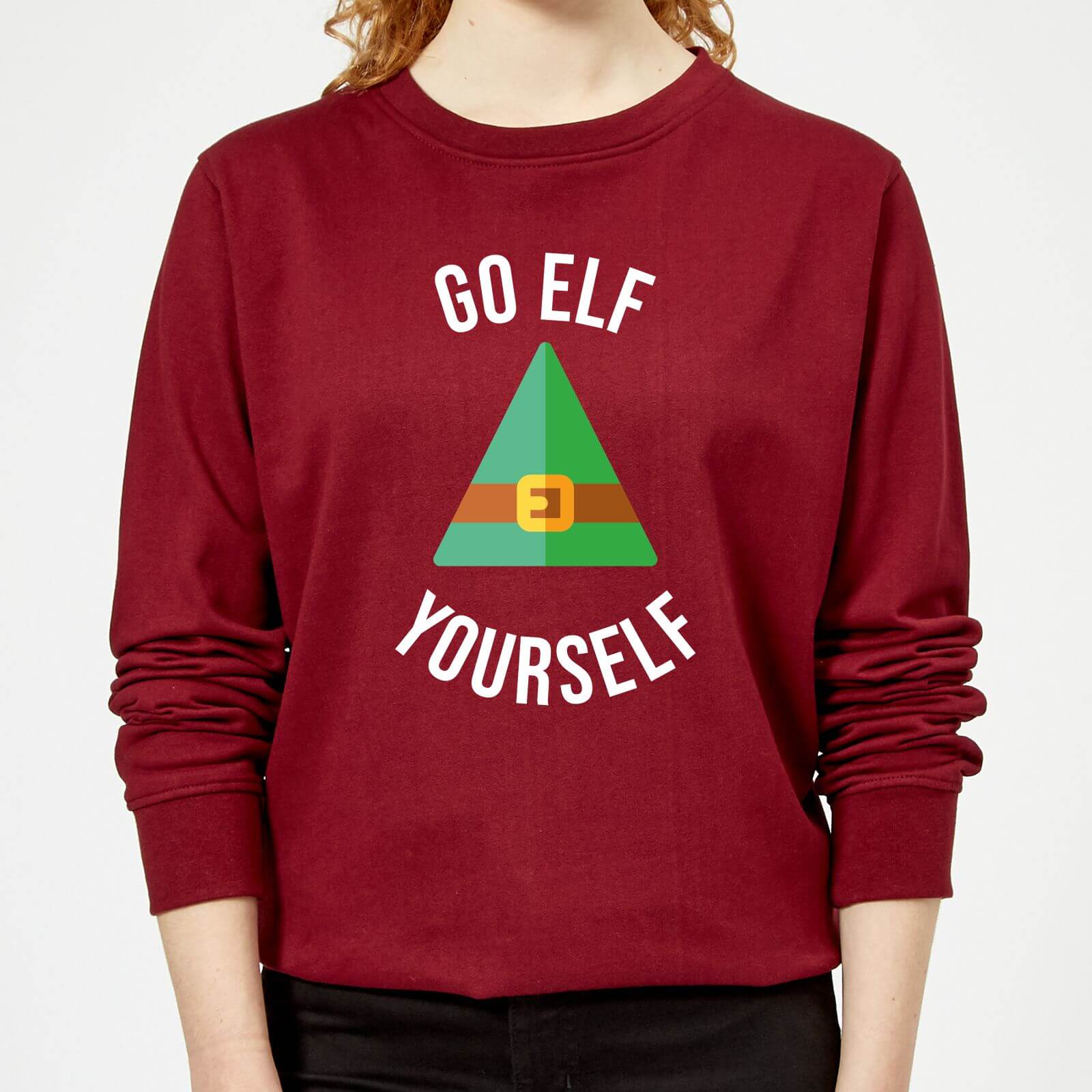 Go Elf Yourself Women's Christmas Sweatshirt - Burgundy - XS - Burgundy