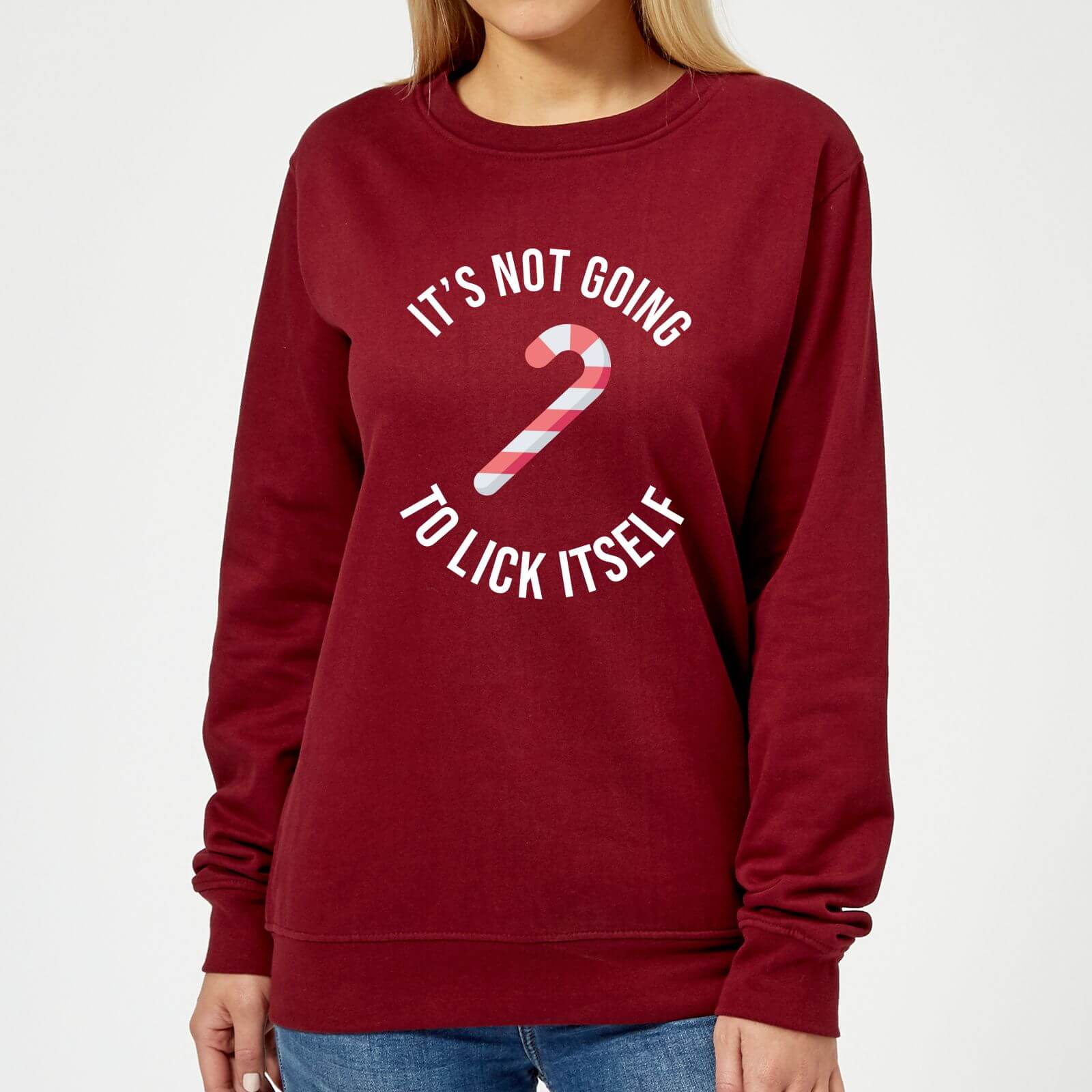 It's Not Going To Lick Itself Women's Christmas Sweatshirt - Burgundy - XXL