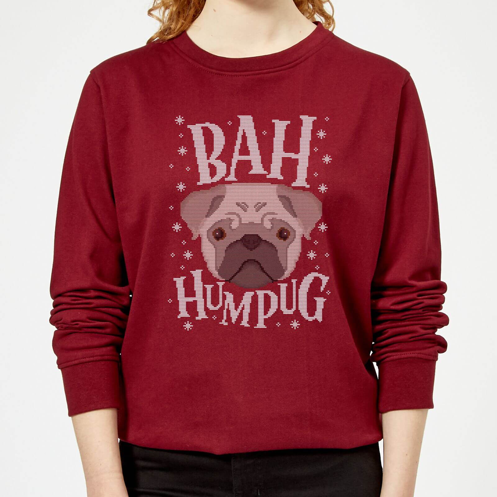Bah Humpug Women's Christmas Sweatshirt - Burgundy - XS