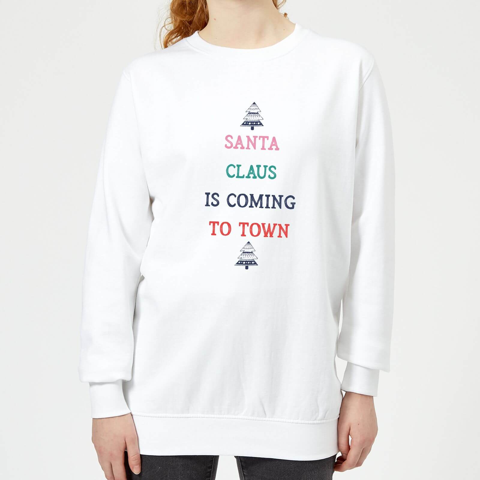 Santa Claus Is Coming To Town Women's Christmas Sweatshirt - White - XS - White