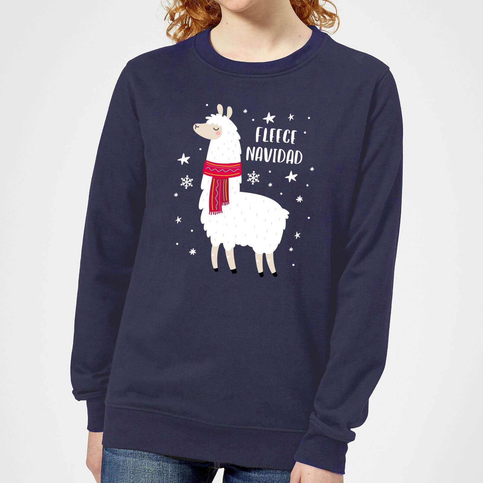 Fleece Navidad Women's Christmas Sweatshirt - Navy - XS