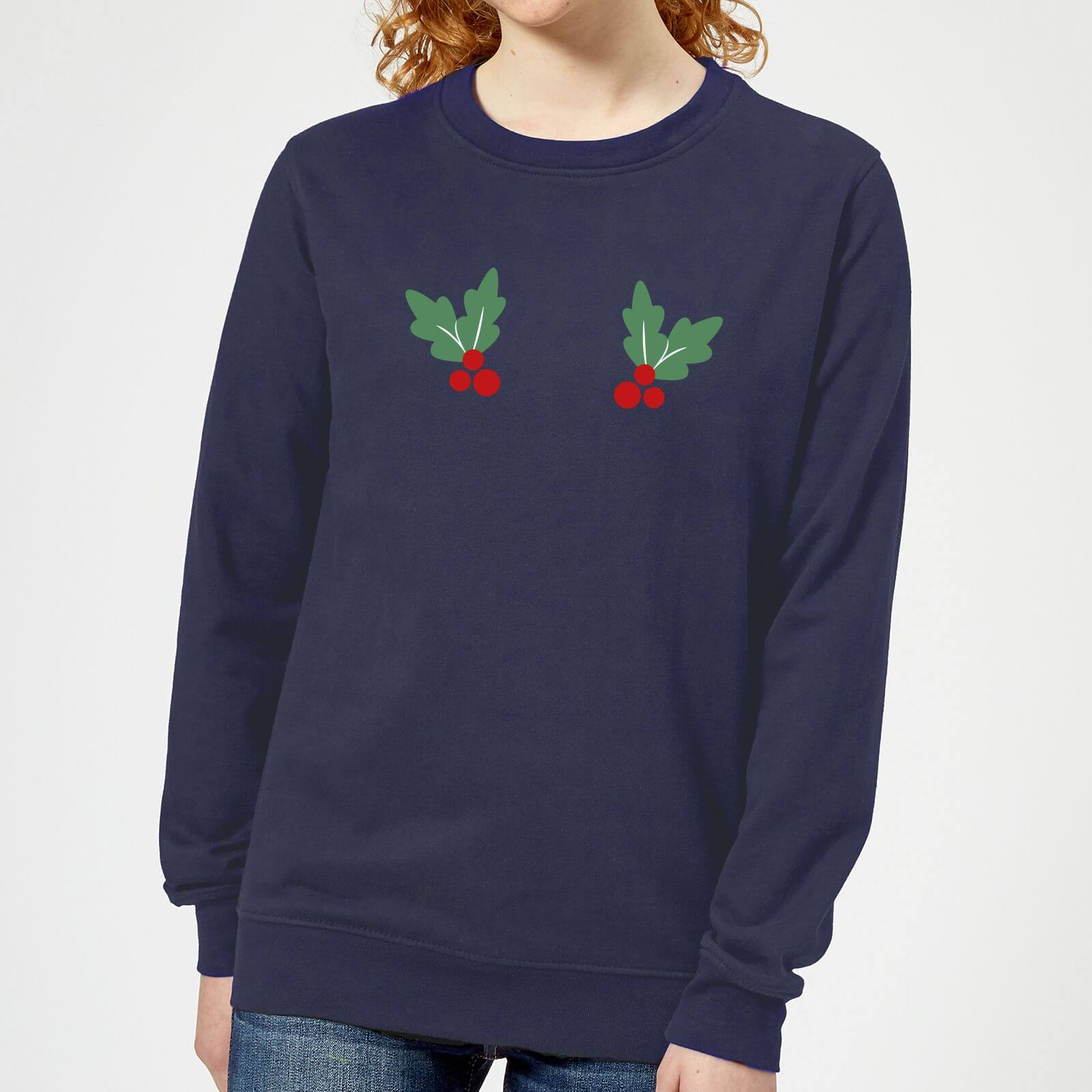 Holly Women's Christmas Sweatshirt - Navy - XS